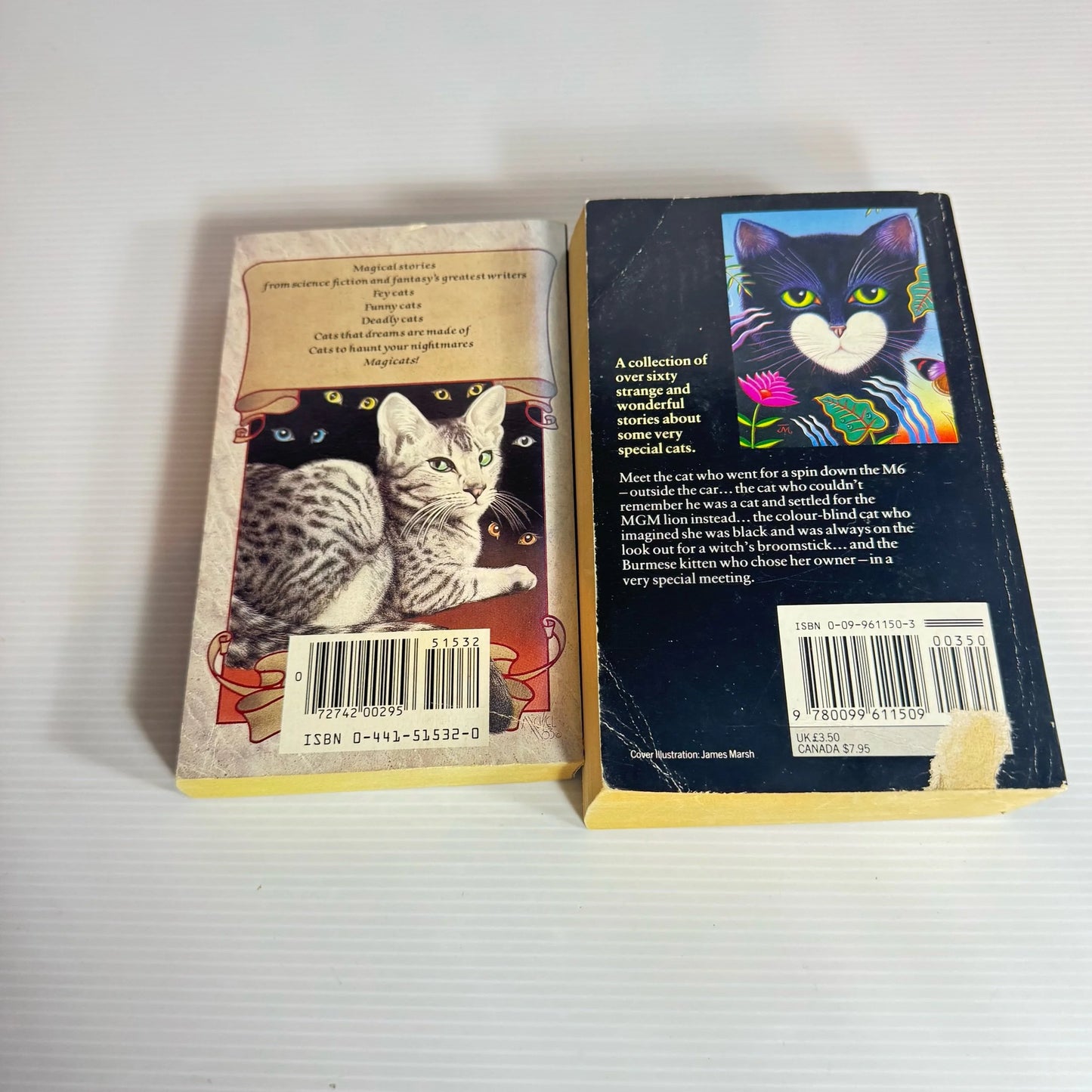 Cat Short Story Book Bundle x 2 Books : Magicats! - edited by Jack Dann and Gardner Dozois & Collected Cat Stories - Stella Whitelaw (2195)
