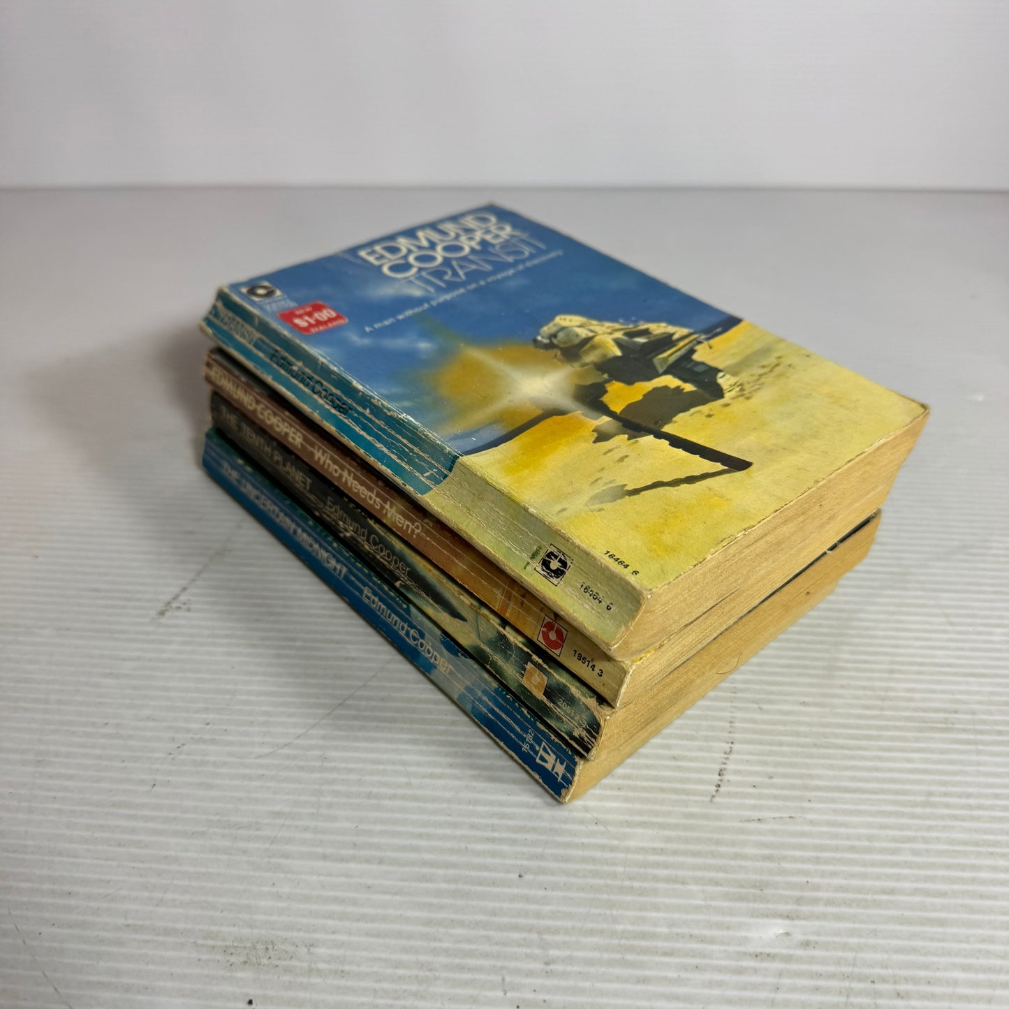 Edmund Cooper Vintage Book Bundle x 4 : Transit (1973), Who Needs Men? (1977), The Tenth Planet (1976), The Uncertain Midnight (1971)(2947)
