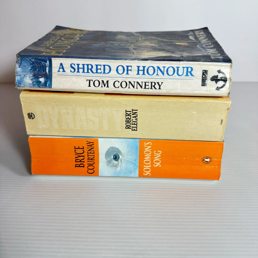 Historical Book Bundle x 3 Books : A Shred of Honour - Tom Connery, Dynasty - Robert Elegant, Solomon's Song - Bryce Courtenay (2247)