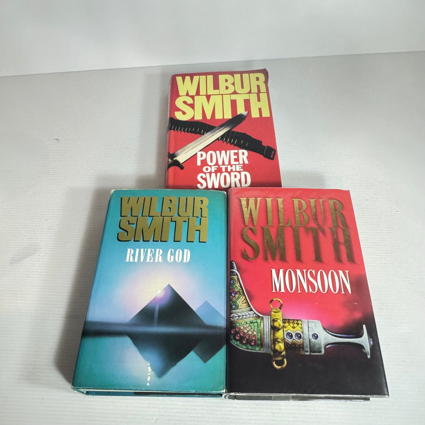 Wilbur Smith Book Bundle x 3 Books : Power of the Sword, Monsoon, River God (2522)