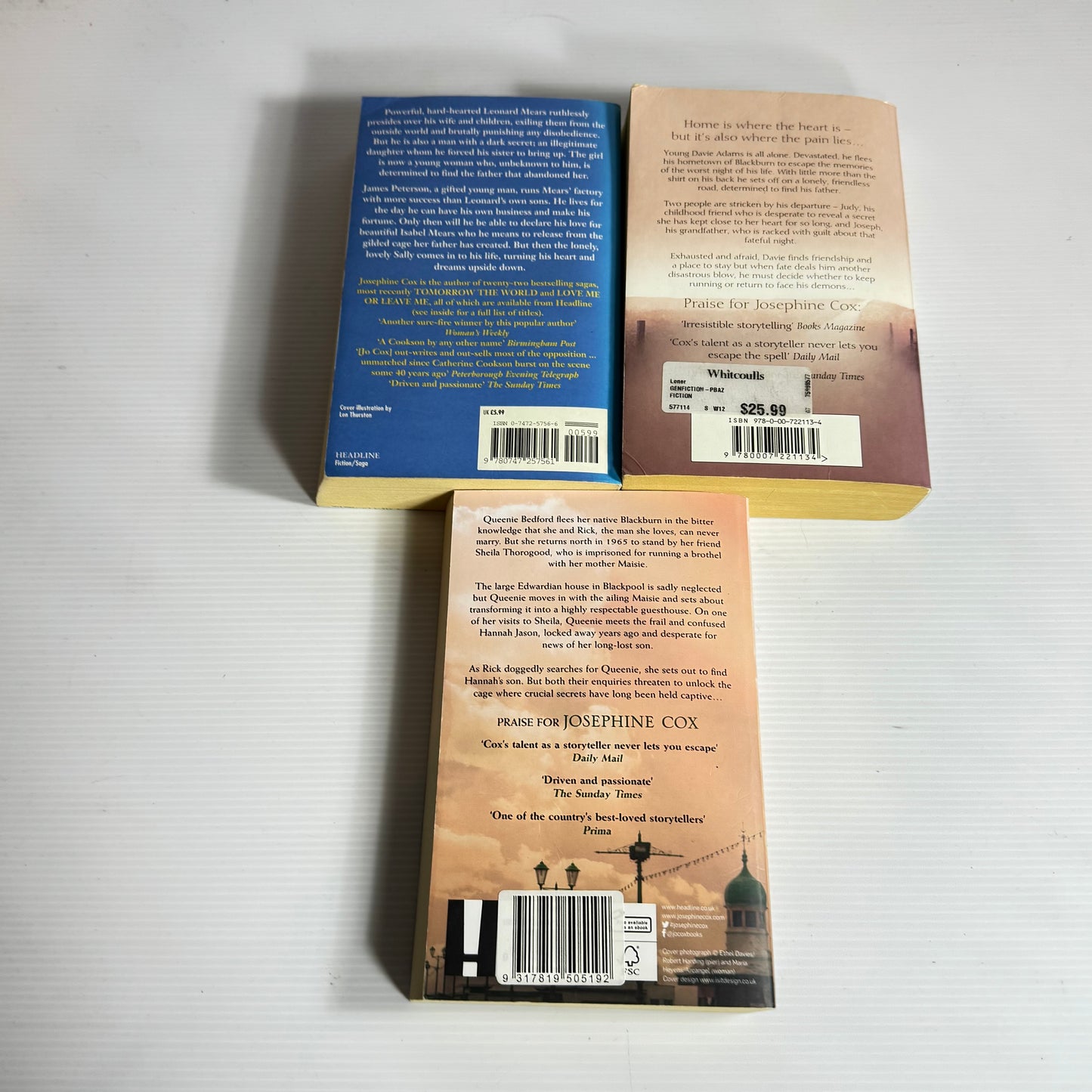 Josephine Cox Book Bundle x 3 Books : Let Loose The Tiger, The Loner, The Gilded Cage (3131)