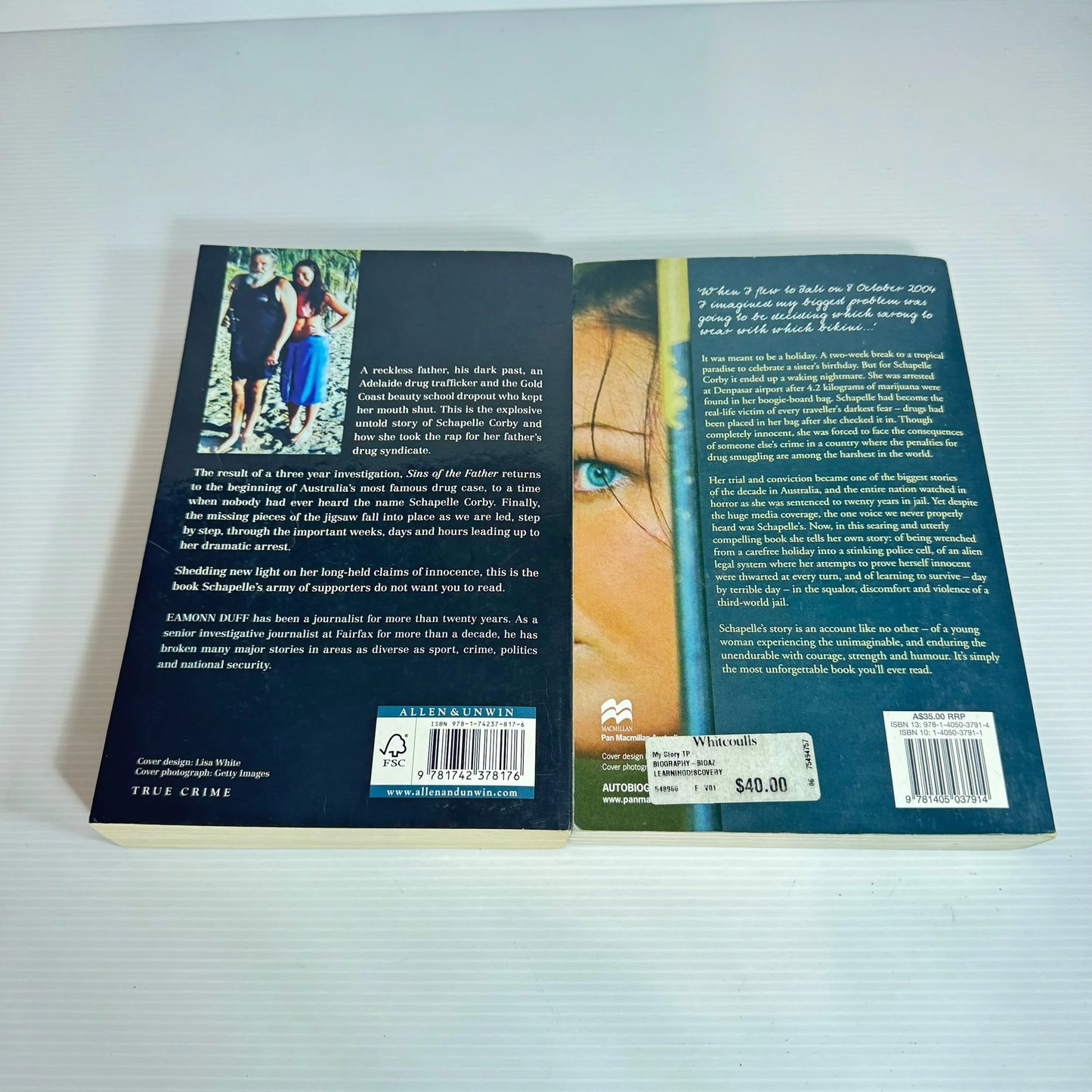 Schapelle Corby Book Bundle x 2 Books : My Story & Sins of the Father (2249)