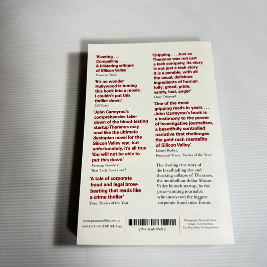 Bad Blood : Secrets and Lies in a Silicon Valley Startup - John Carreyrou (New)