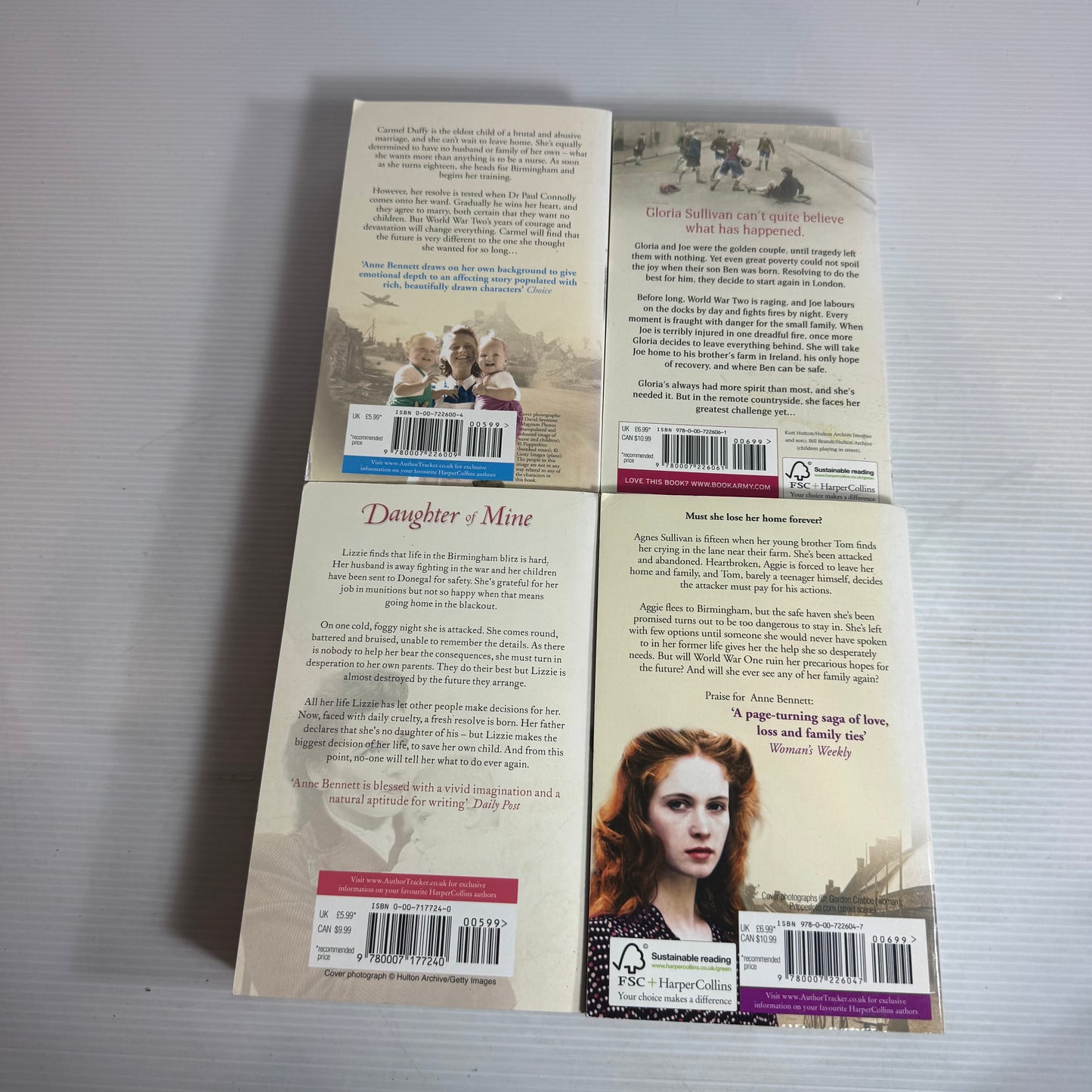 Anne Bennett Book Bundle x 4 : A Mother's Spirit, To Have and To Hold, A Daughter's Secret, Daughter of Mine(2835)