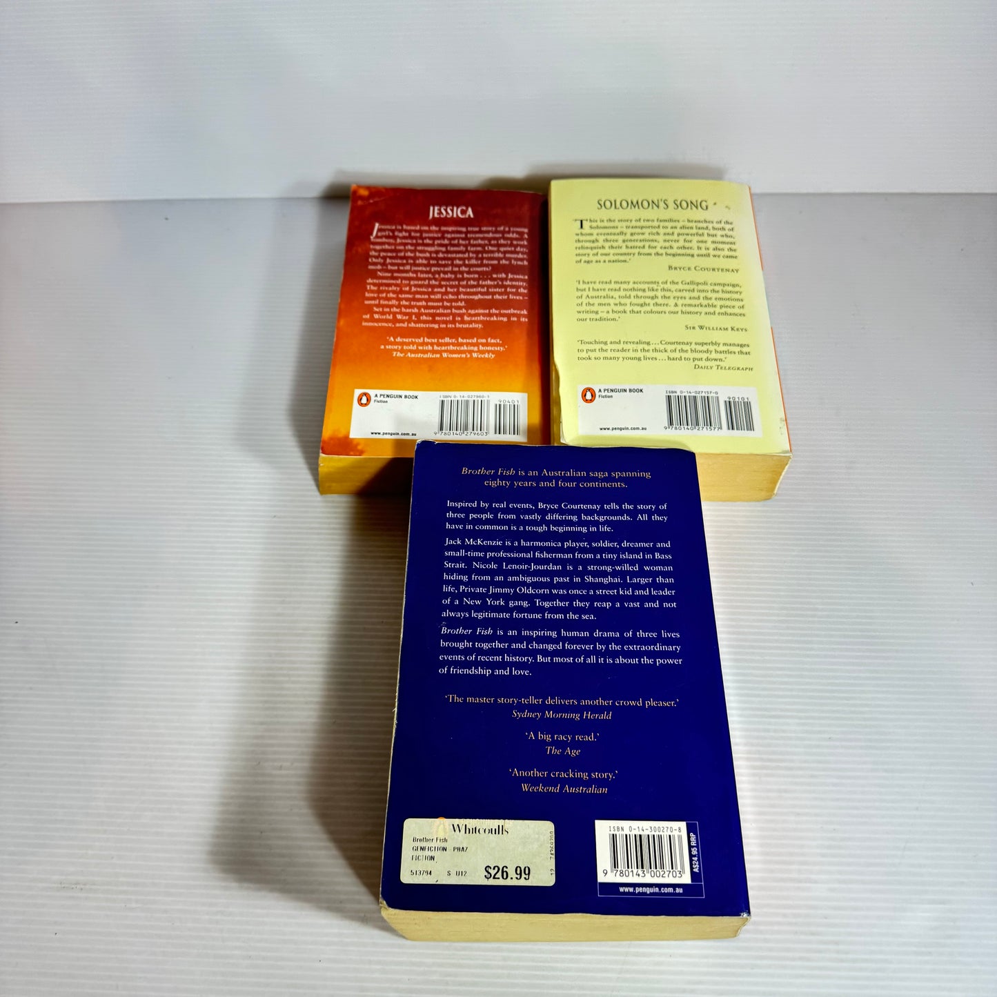Bryce Courtenay Book Bundle x 3 Books : Jessica, Solomons Song, & Brother Fish (2507)
