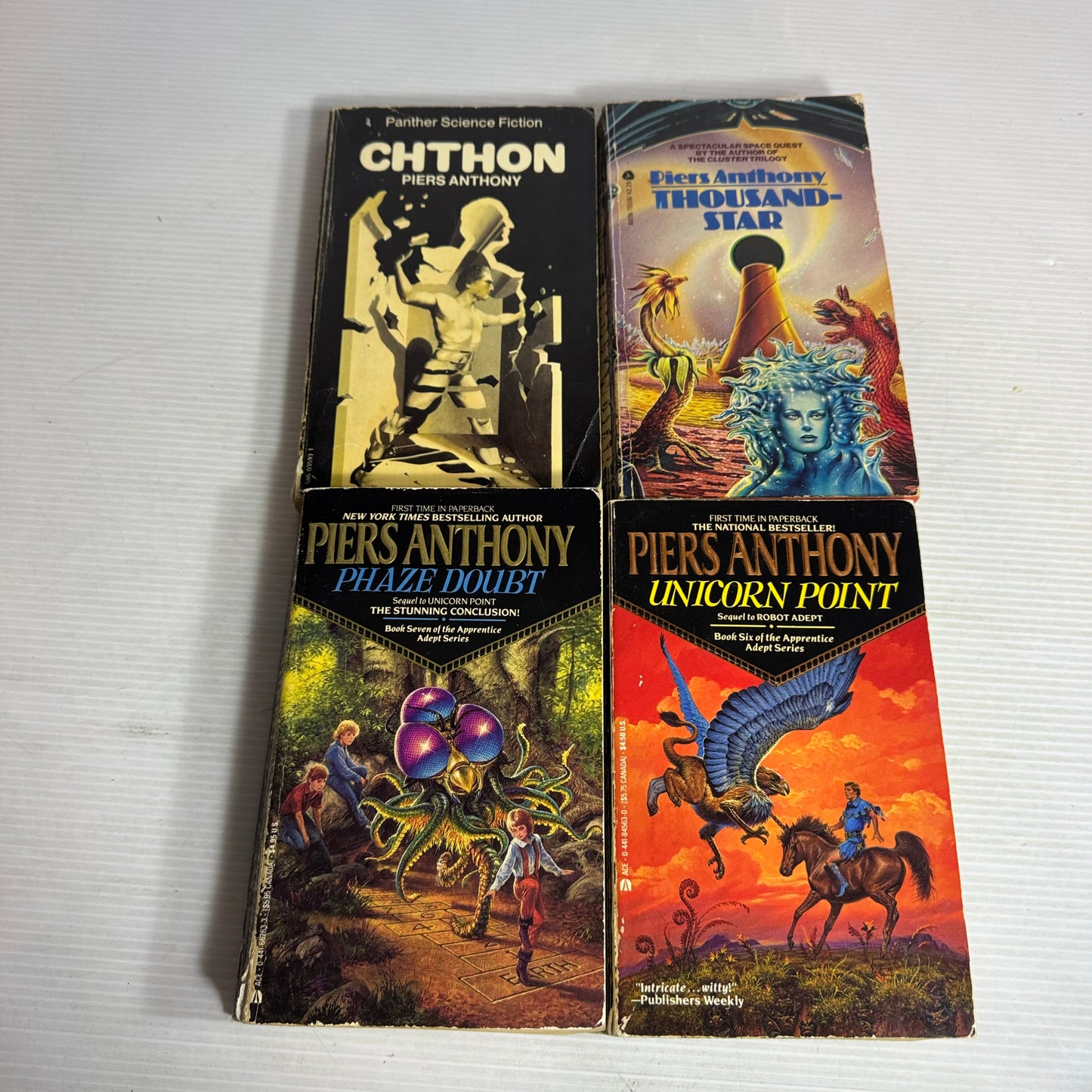 Piers Anthony Vintage Science Fiction Bundle x 4 : Chthon, Phaze Doubt, Thousand-Star, Unicorn Point(2949)