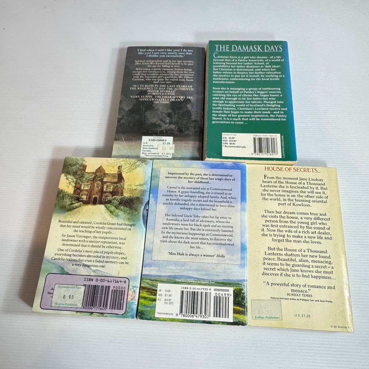 Historical Romance Bundle x 5 : Lady of Quality - Georgette Heyer, The Damask Days - Evelyn Hood, The House of a Thousand Lanterns, The Black Opal, & The Time of the Hunter's Moon  (3352)