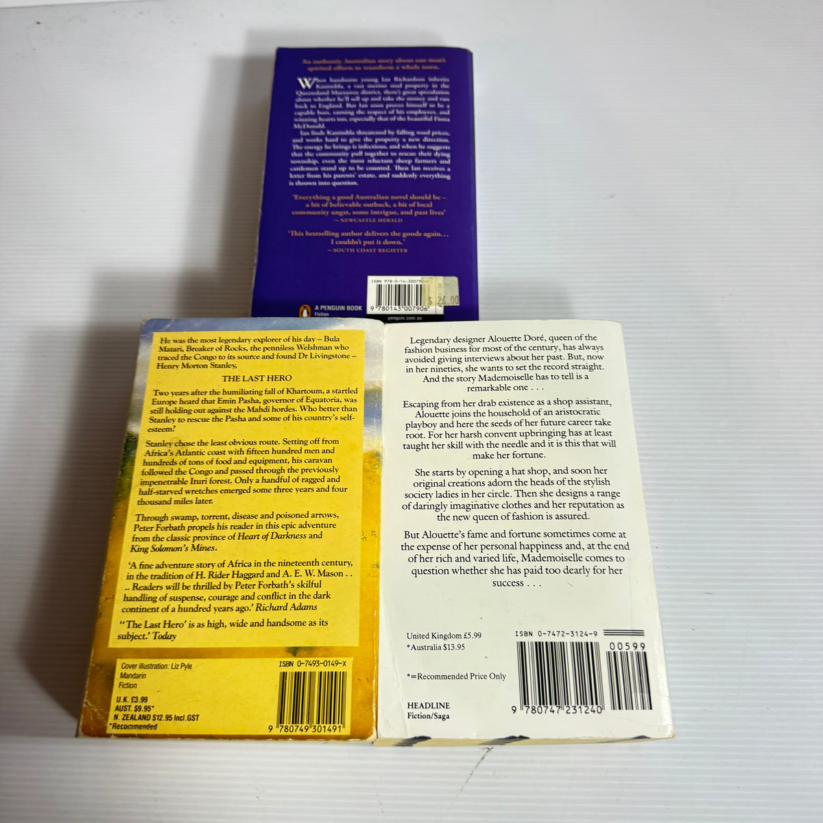 Family Saga Bundle x 3 : Silver in the Sun - Tony Parsons, The Last Hero - Peter Forbath, Mademoiselle - Merle Jones (3377)