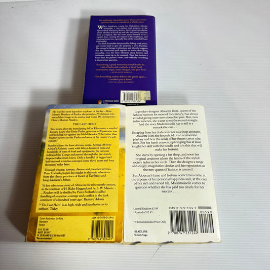 Family Saga Bundle x 3 : Silver in the Sun - Tony Parsons, The Last Hero - Peter Forbath, Mademoiselle - Merle Jones (3377)