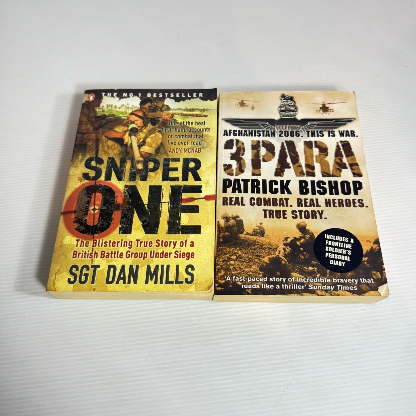 True War/Military Book Bundle x 2 : 3PARA - Patrick Bishop & Sniper One - SGT Dan Mills (2354)