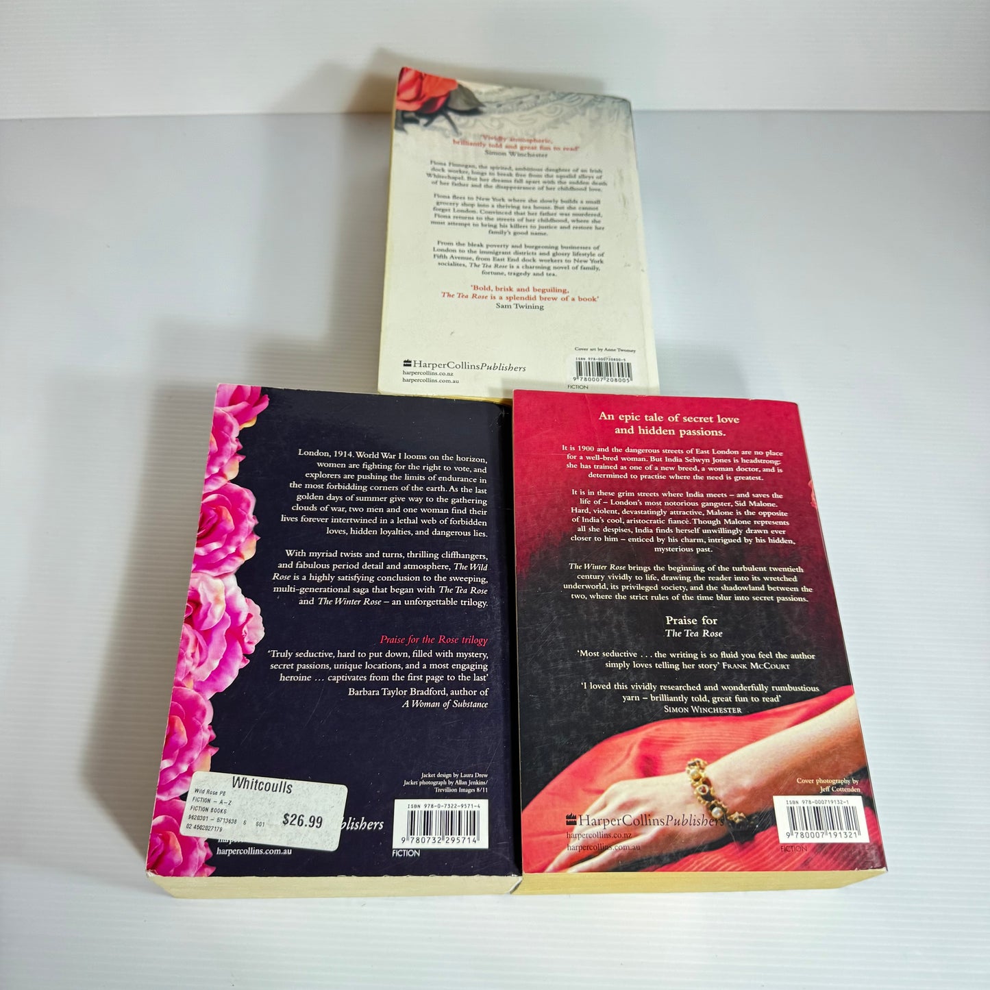 The Tea Rose Trilogy Book Bundle x 3 - Jennifer Donnelly : The Tea Rose, The Winter rose & The Wild Rose  (3073)