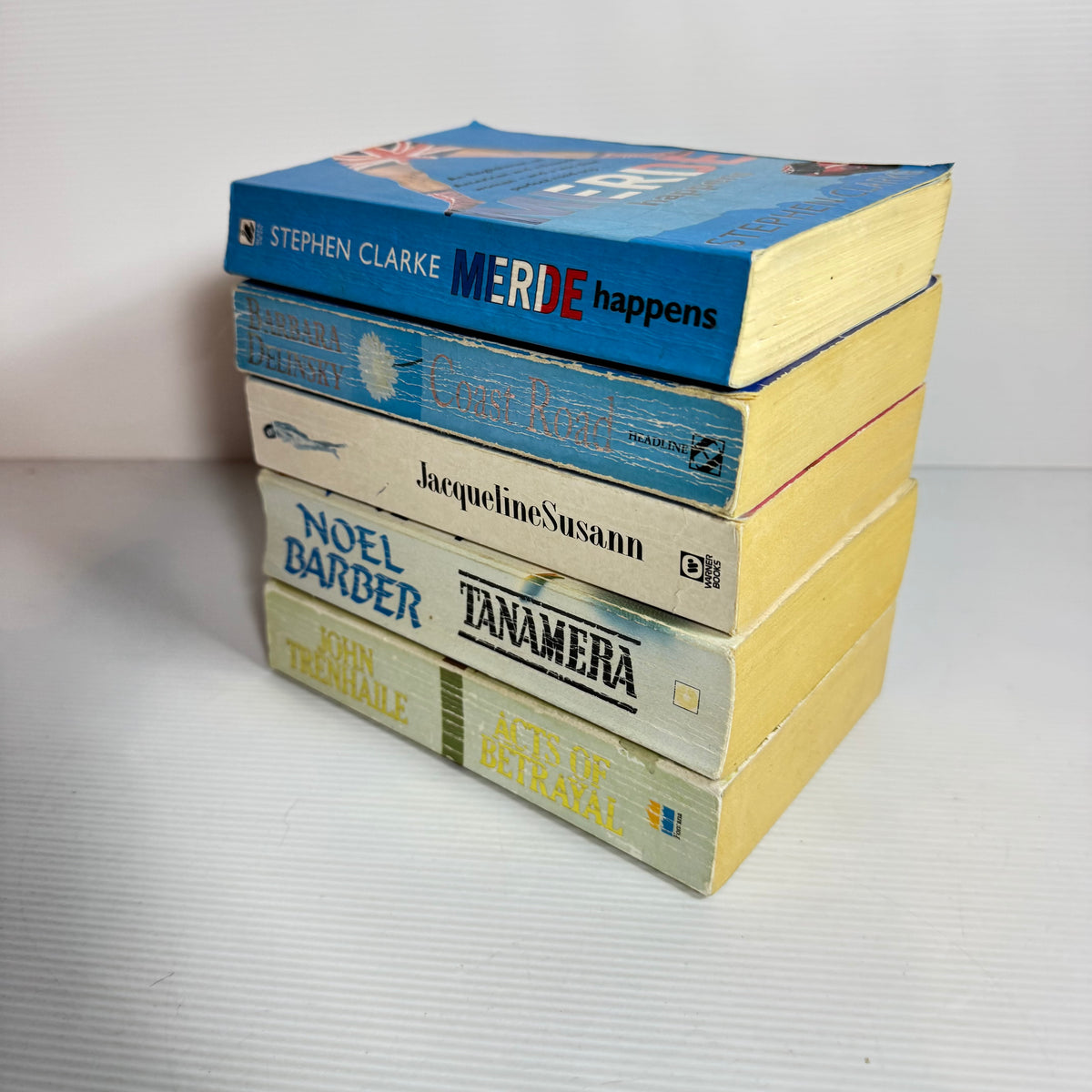 Contemporary Romance x 5 : Coast Road - Barbara Delinsky, Merde Happens - Stephen Clarke, Tanamera - Noel Barber, Acts of Betrayal - john Trenhaile, Valley Of The Dolls - Jacqueline Susan  (3424)