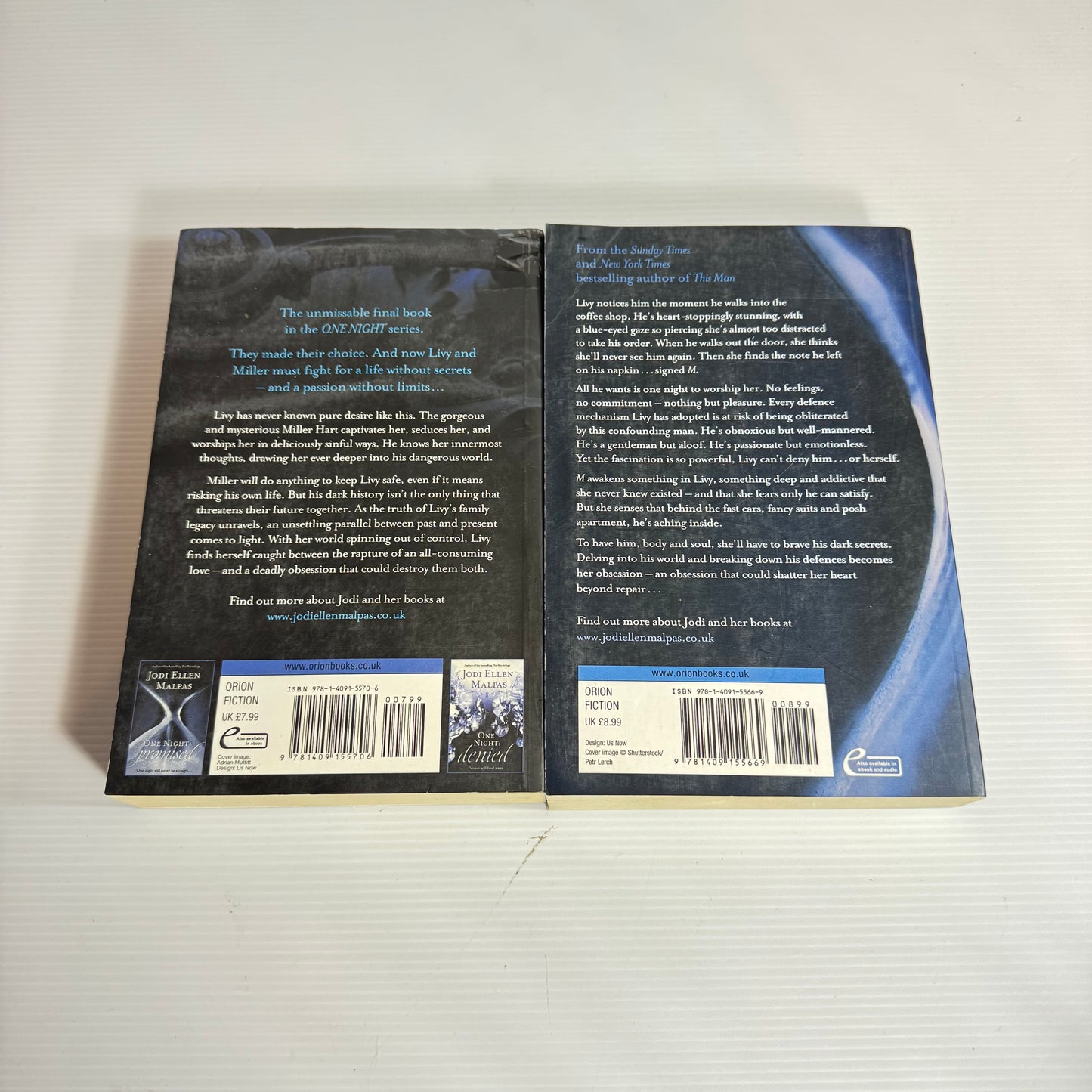 Jodie Ellen Malpas One Night Book Bundle x 2 : One Night : Promised & One Night: Unveiled (3111)