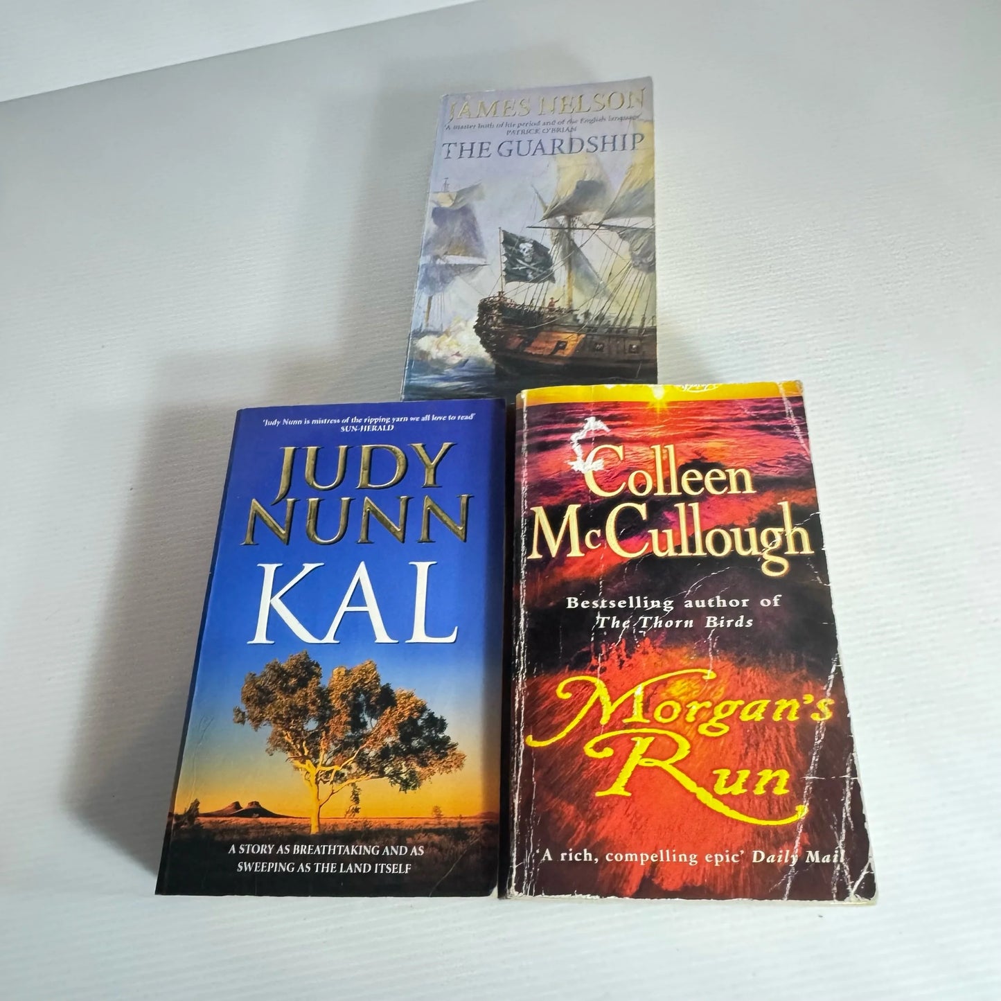 Historical Book Bundle x 3 Books : The Guardship - James Nelson, Kal - Judy Nunn, Morgan's Run - Colleen McCullough (2236)
