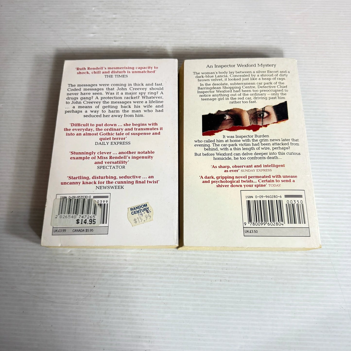 Ruth Rendell Book Bundle x 2 Books : The Veiled One & Talking To Strange Men (2014)