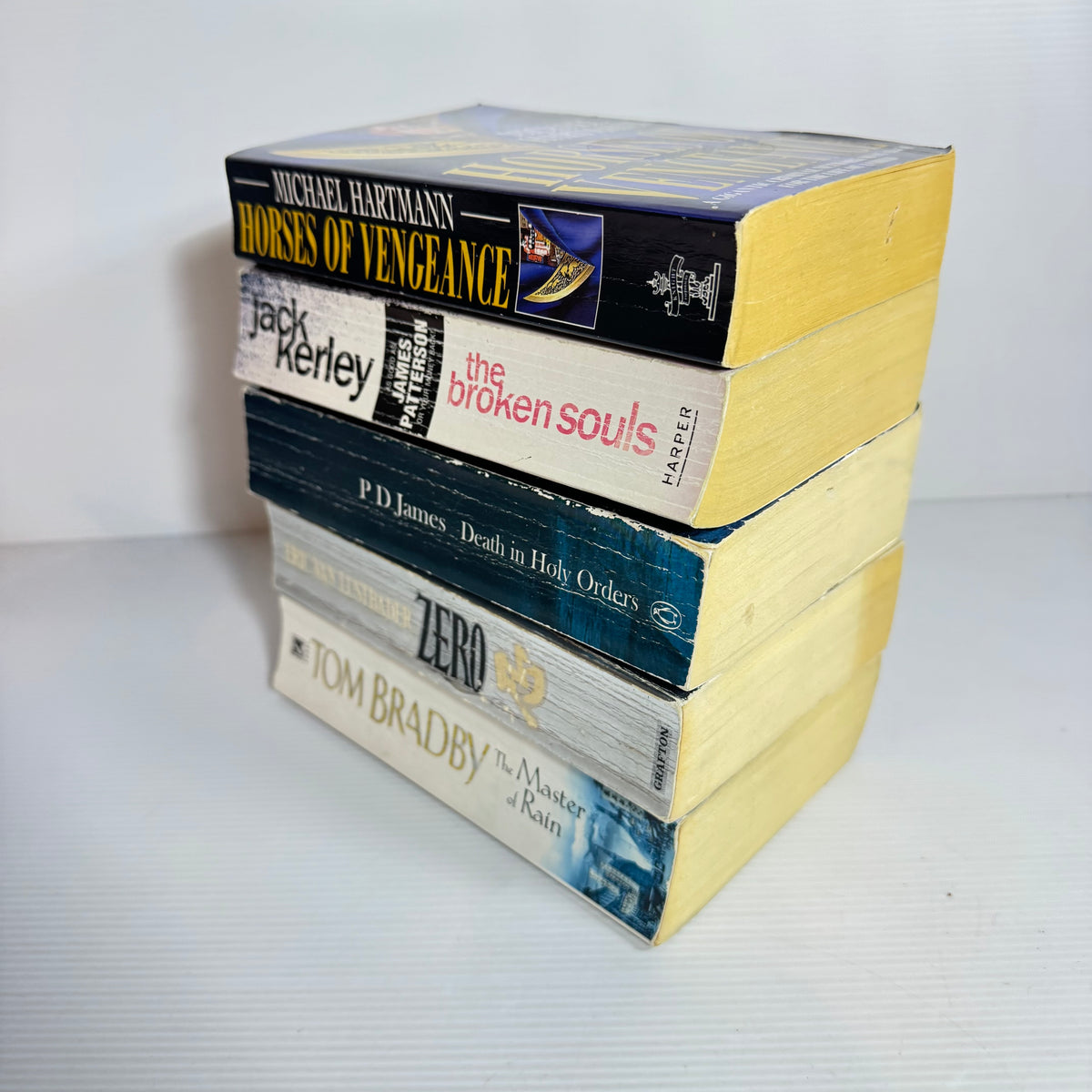 Crime Thriller Bundle x 5 : Horse of Vengeance - Michael Hartmann, The Broken Souls - Jack Kerley, Death In Holy Orders - PD James, Zero - Eric Van Laustbader, The Master of Rain - Tom Bradby (3387)