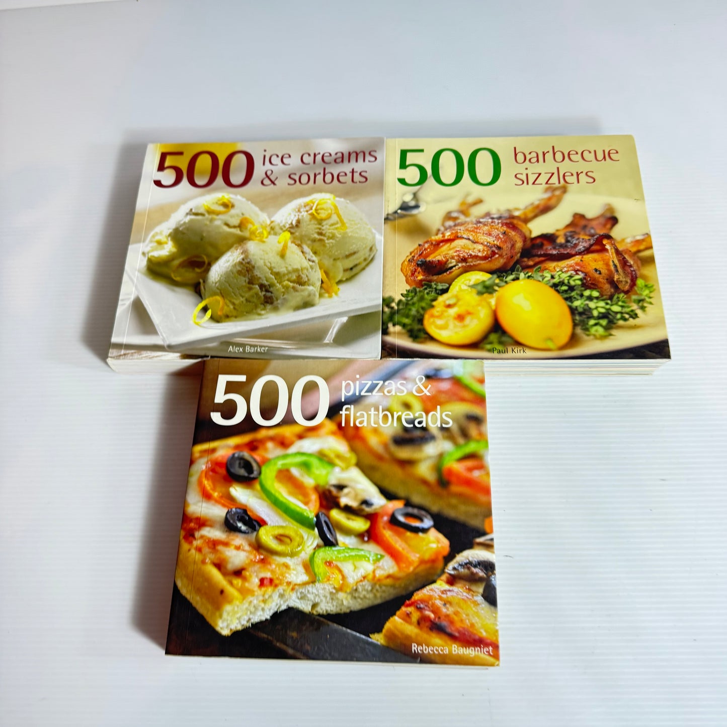 500 Recipe Book Bundle x 3 Books : Ice Creams & Sorbets, Barbecue Sizzlers, Pizzas & Flatbreads  (3213)