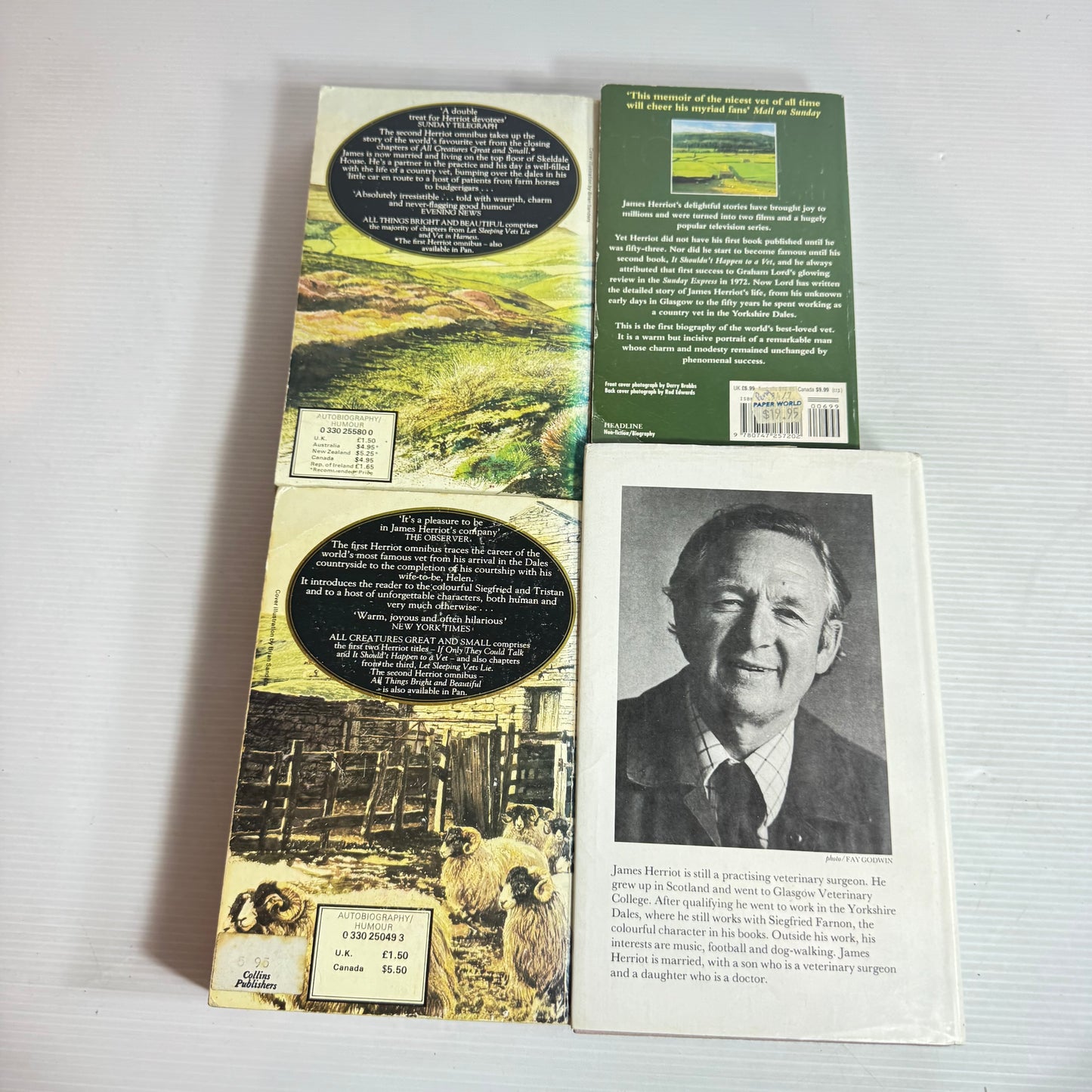 James Herriot Book Bundle x 4 : The Life of a Country Vet, All Creatures Great and Small, All Thing Bright and Beautiful, The Lord God Made Them All(2856)
