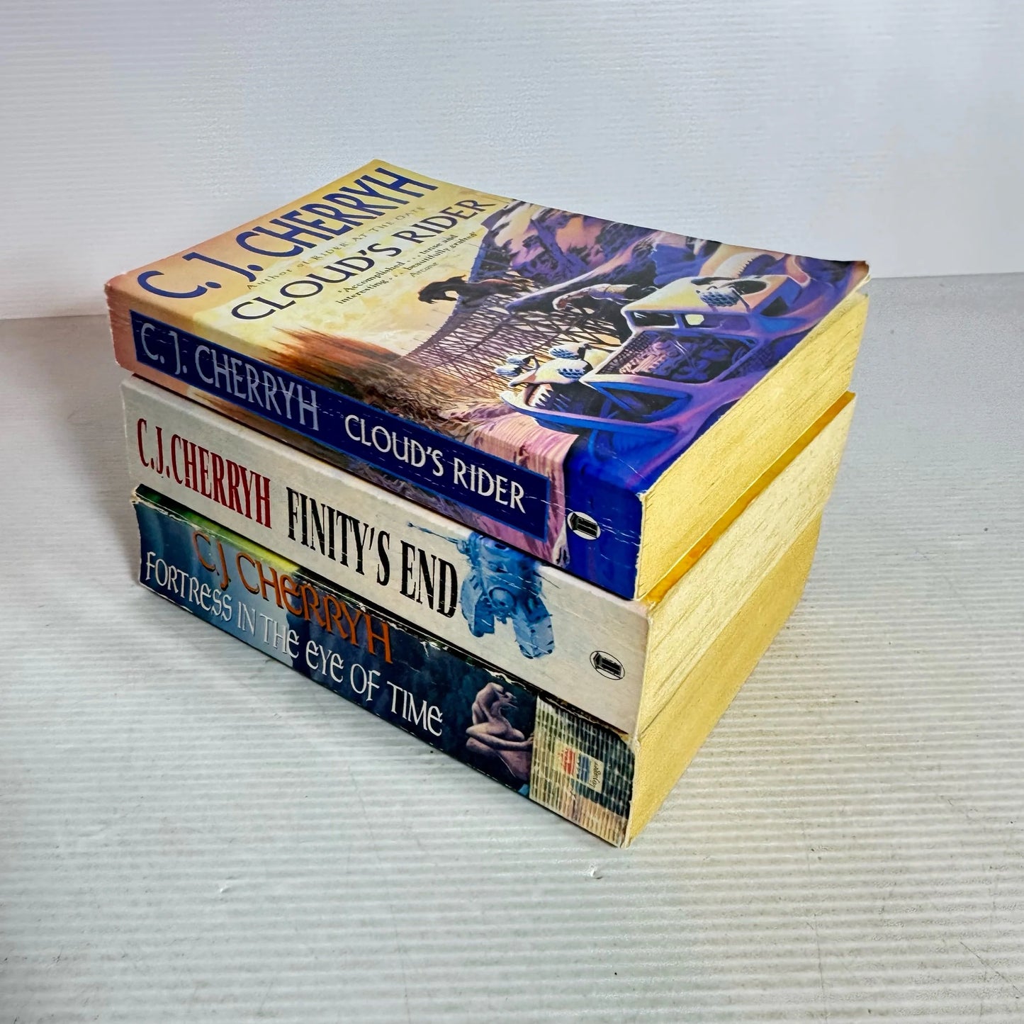 C.J. Cherryh Fantasy Book Bundle x 3 Books : Fortress in the Eye of Time, Finity's End, Cloud's Rider  (2137)