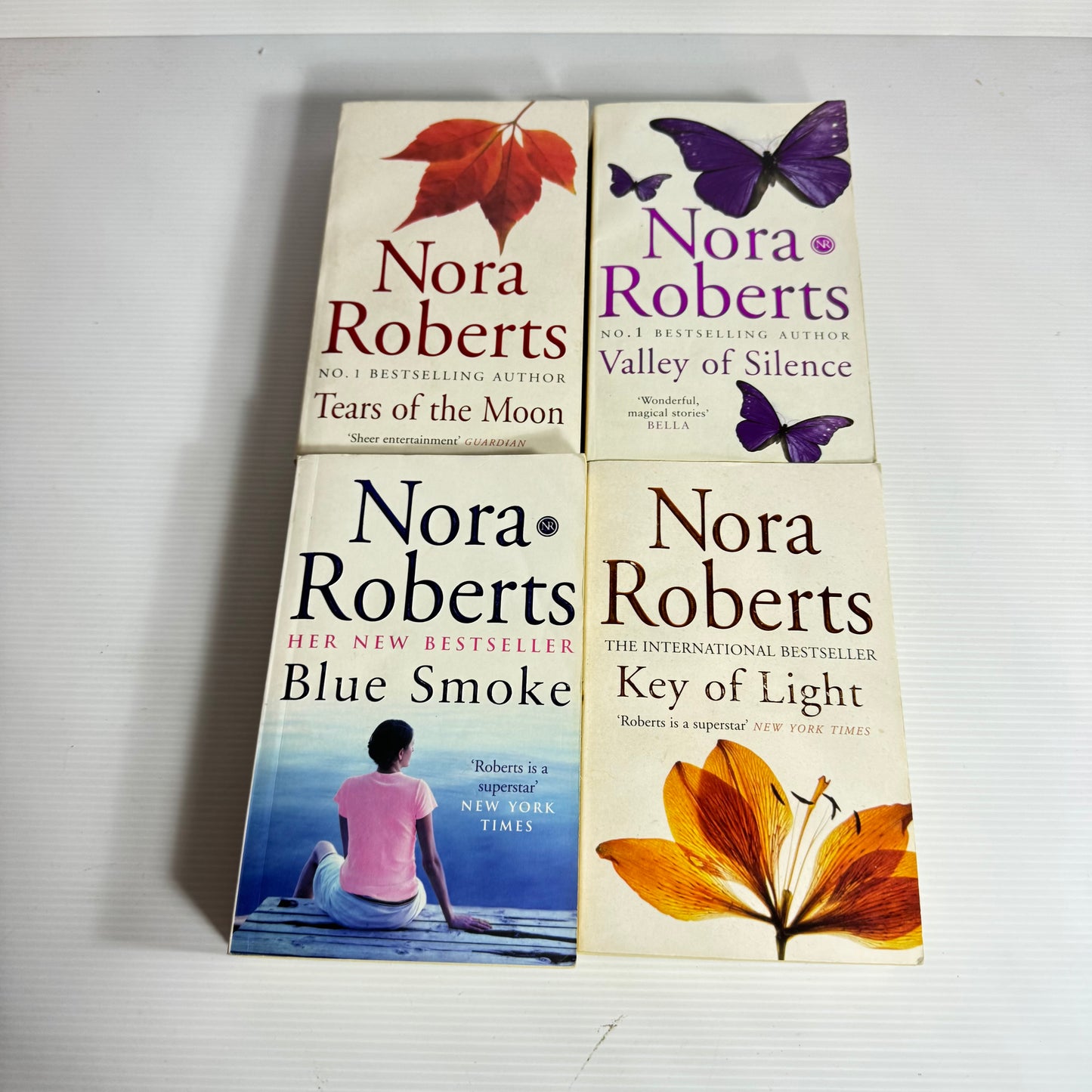 Nora Roberts Book Bundle x 4 : Valley of Silence, Key of Light, Tears of the Moon, Blue Smoke (3153)