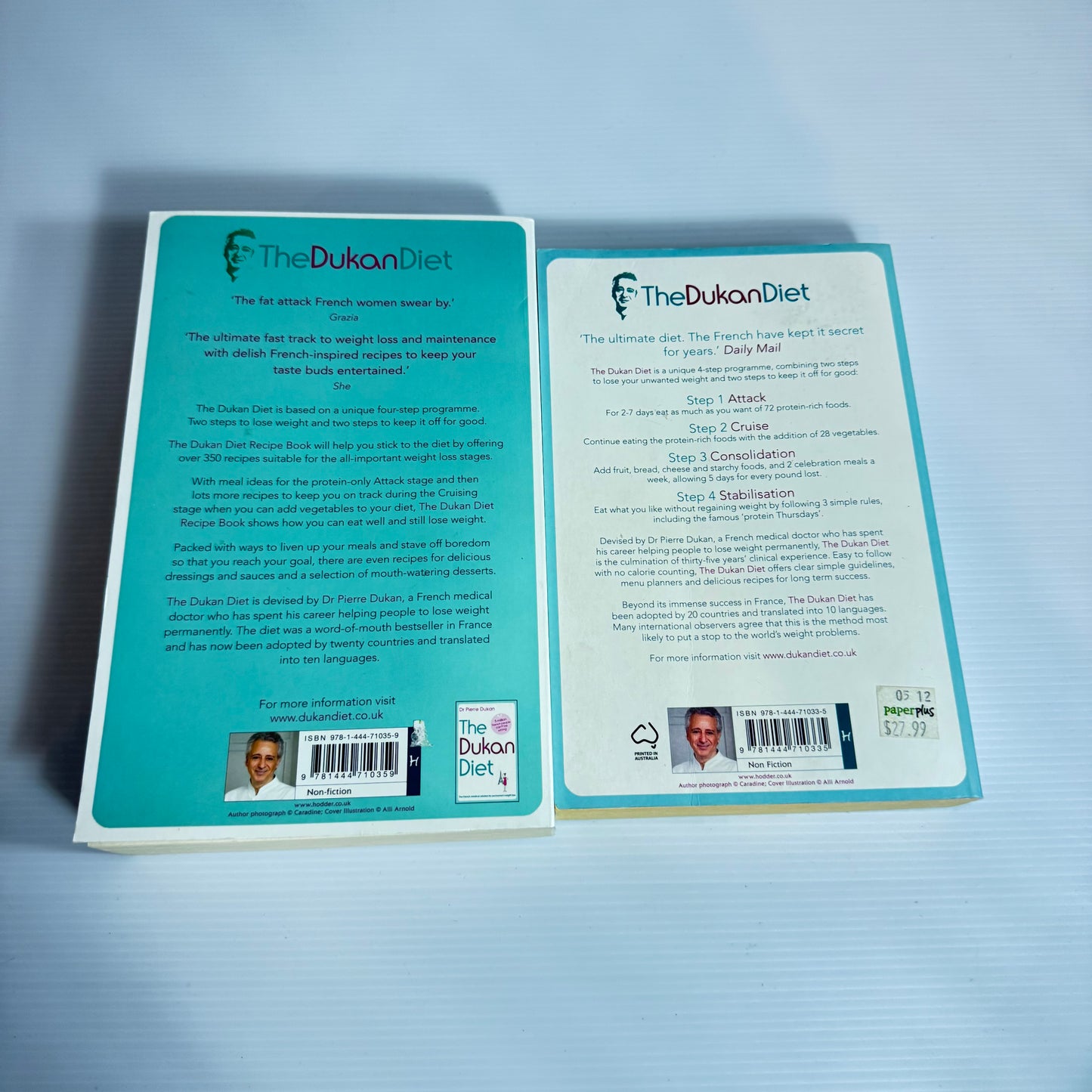 Dr Pierre Dukan Book Bundle x 2 : The Dukan Diet & The Dukan Diet Recipe Book (3037)