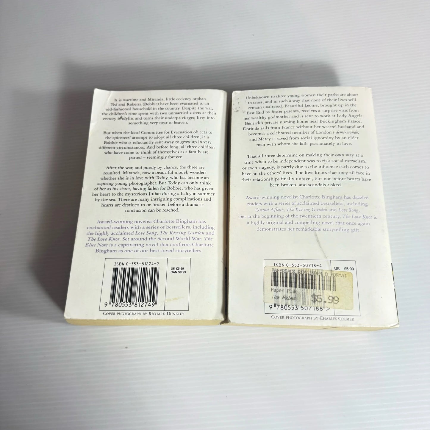 Charlotte Bingham Book Bundle x 2 Books : The Love Knot & The Blue Note (2245)