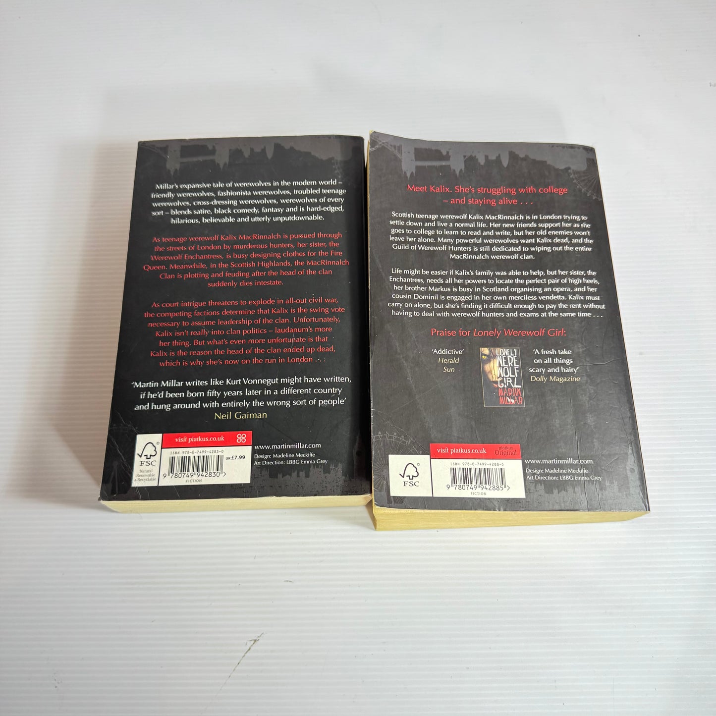 Martine Millar Book Bundle x 2 Books : Lonely Werewolf Girl & Curse Of The Wolf Girl (3126)