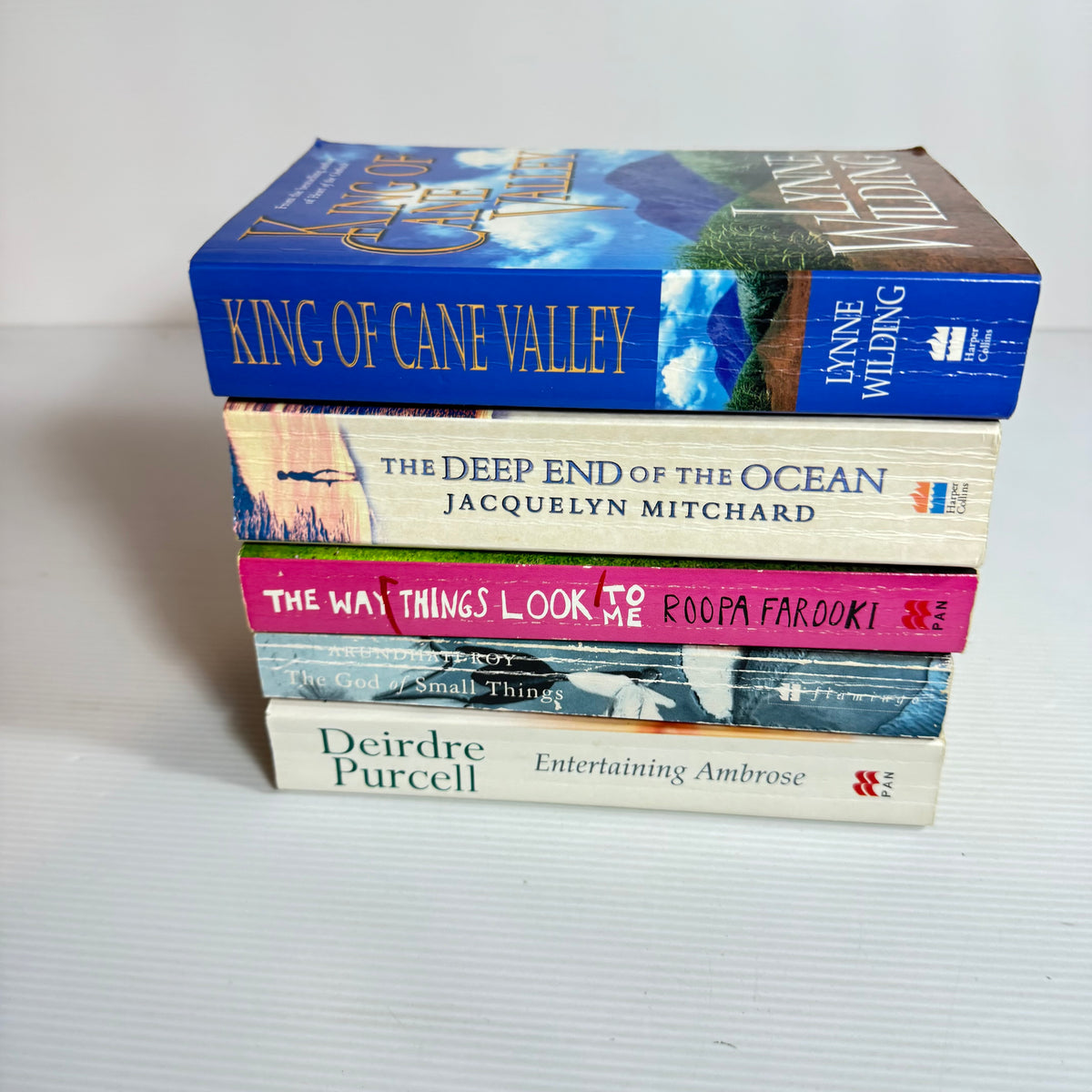 Family Saga Bundle x 5 : The Depp End of The Ocean - Jacquelyn Mitchard, The Way Things Look To Me - Roopa Farooki, King of Cane Valley - Lynne Wilding, Entertaining Ambrose - Deirdre Purcell, The God of Small Things - Arundhati Roy (3372)