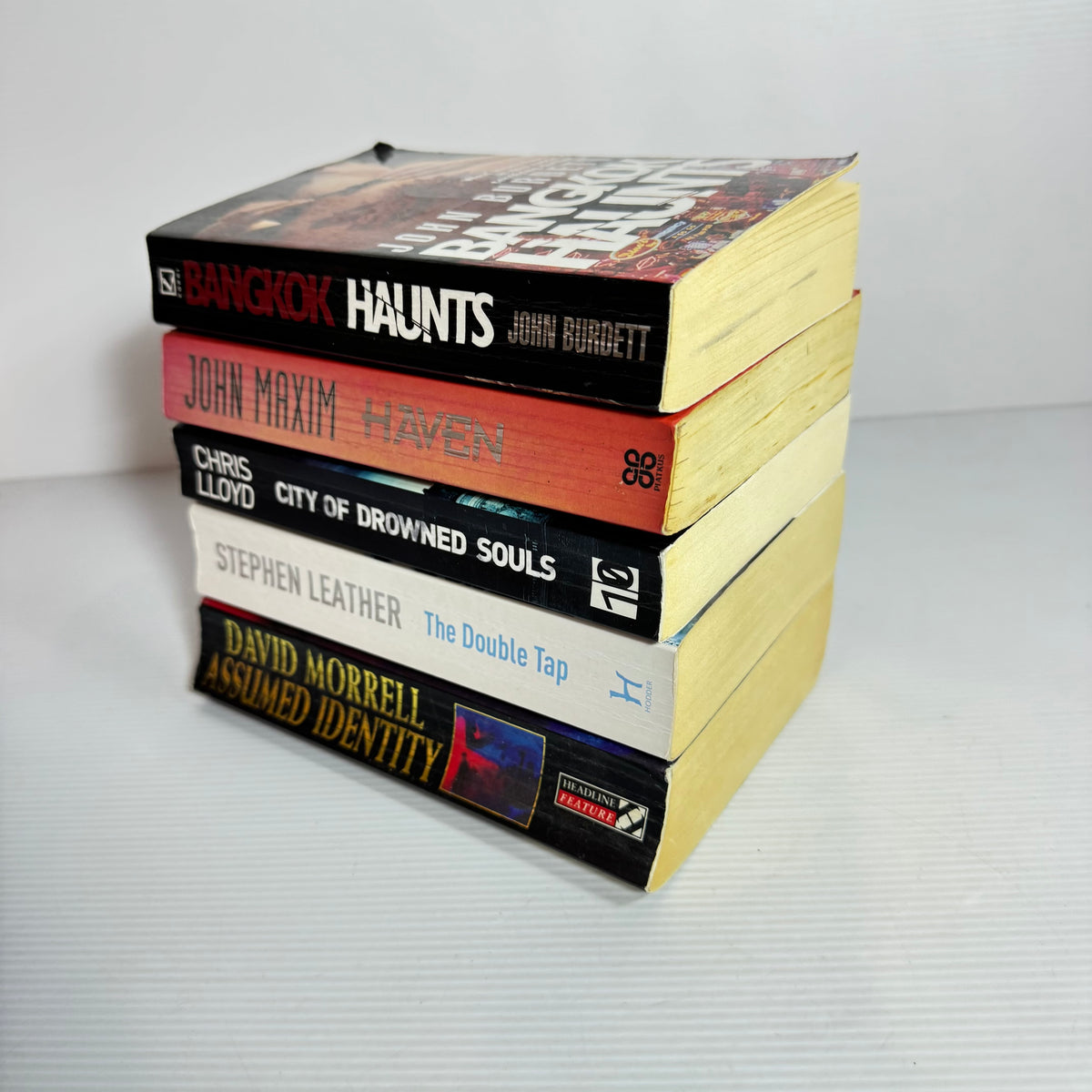 Crime Thriller Bundle x 5 : City of Drowned Souls - Chris Lloyd, Haven - John Maxim, Bangkok Haunts - John Burdett, Assumed Identity - David Morrell, The Double Tap - Stephen Leather  (3438)