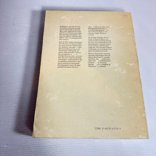 Wartime Journalism 1939-1943 by Paul de Man - Edited by Werner Hanacher, Neil Hertz, and Thomas Keenan (Foreign Language) (Vintage 1984)