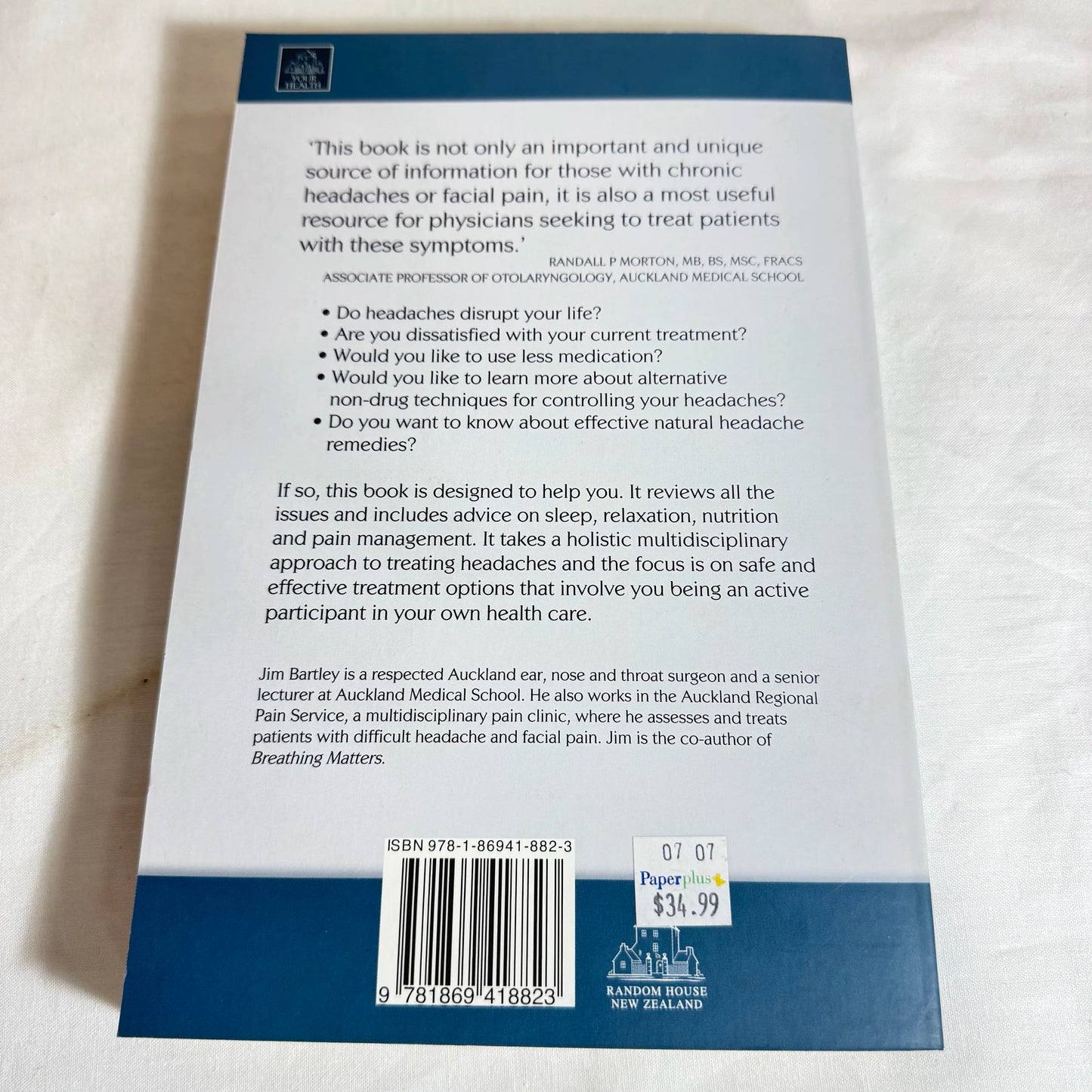 Healing Headaches : A New Zealand Guide - Dr Jim Bartley FRACS