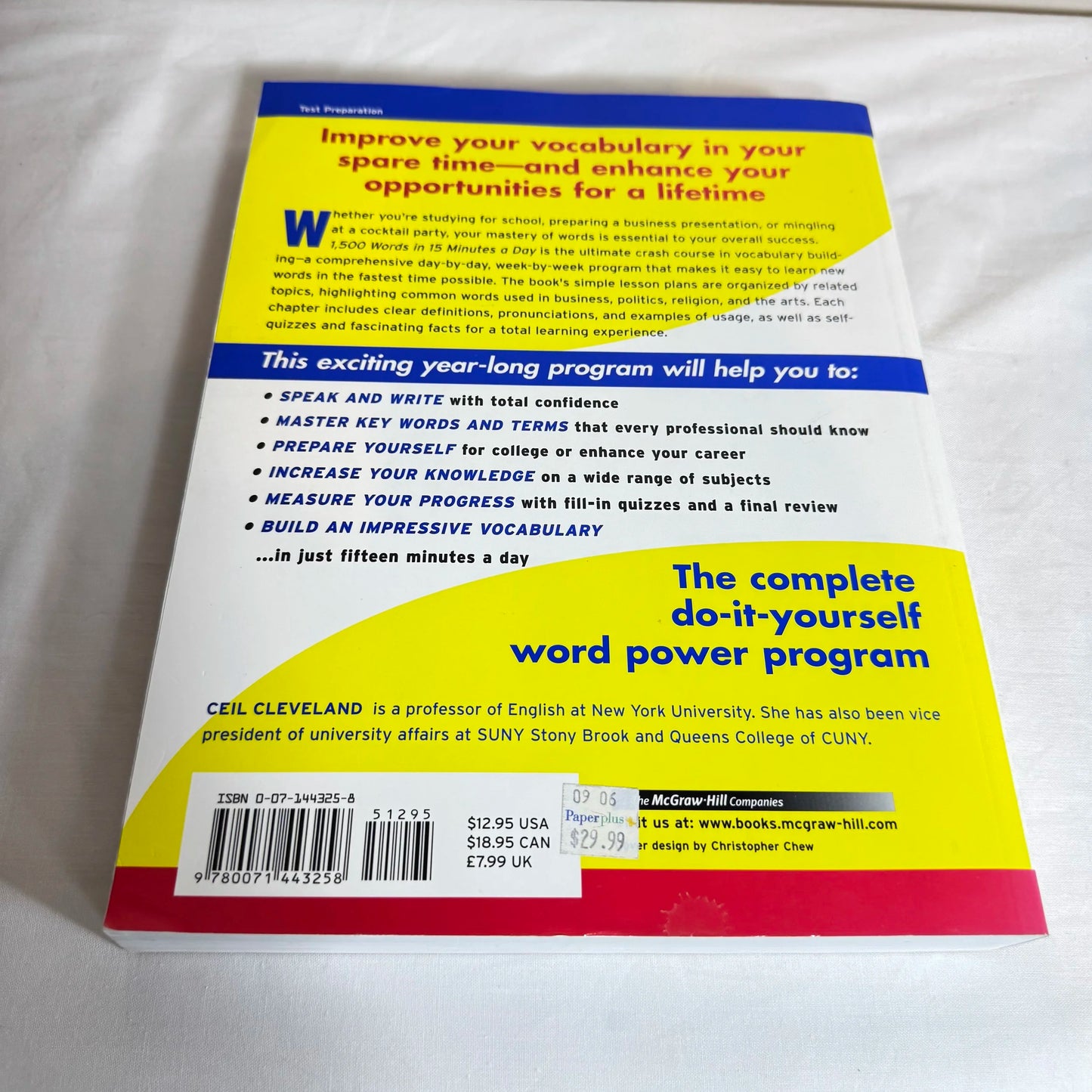 1500 In Words : 15 Minutes a Day : Your Week-By-Week Plan for a Perfect Vocabulary - Ceil Cleveland