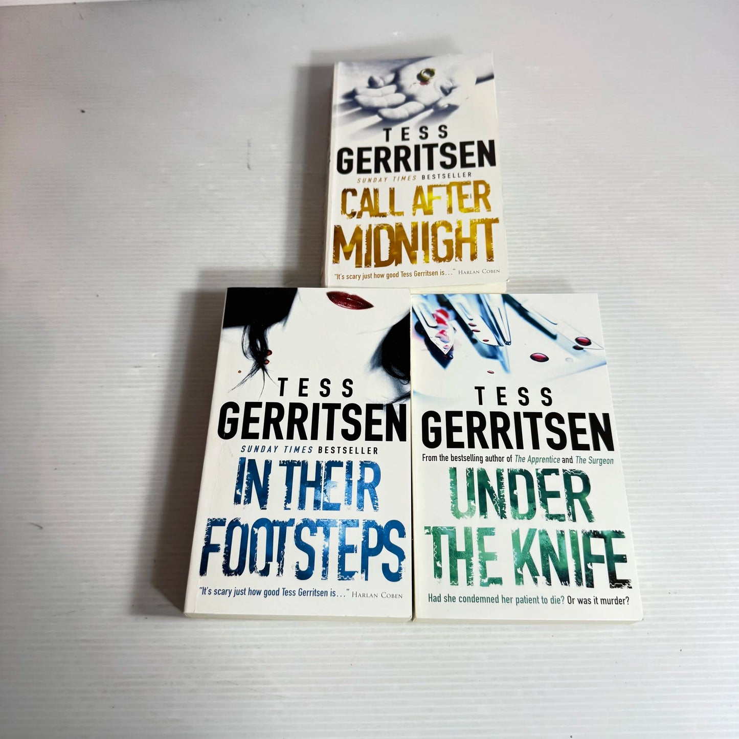 Tess Gerritsen Book Bundle x 3 Titles - Call After Midnight / Under the Knife / In Their Footsteps