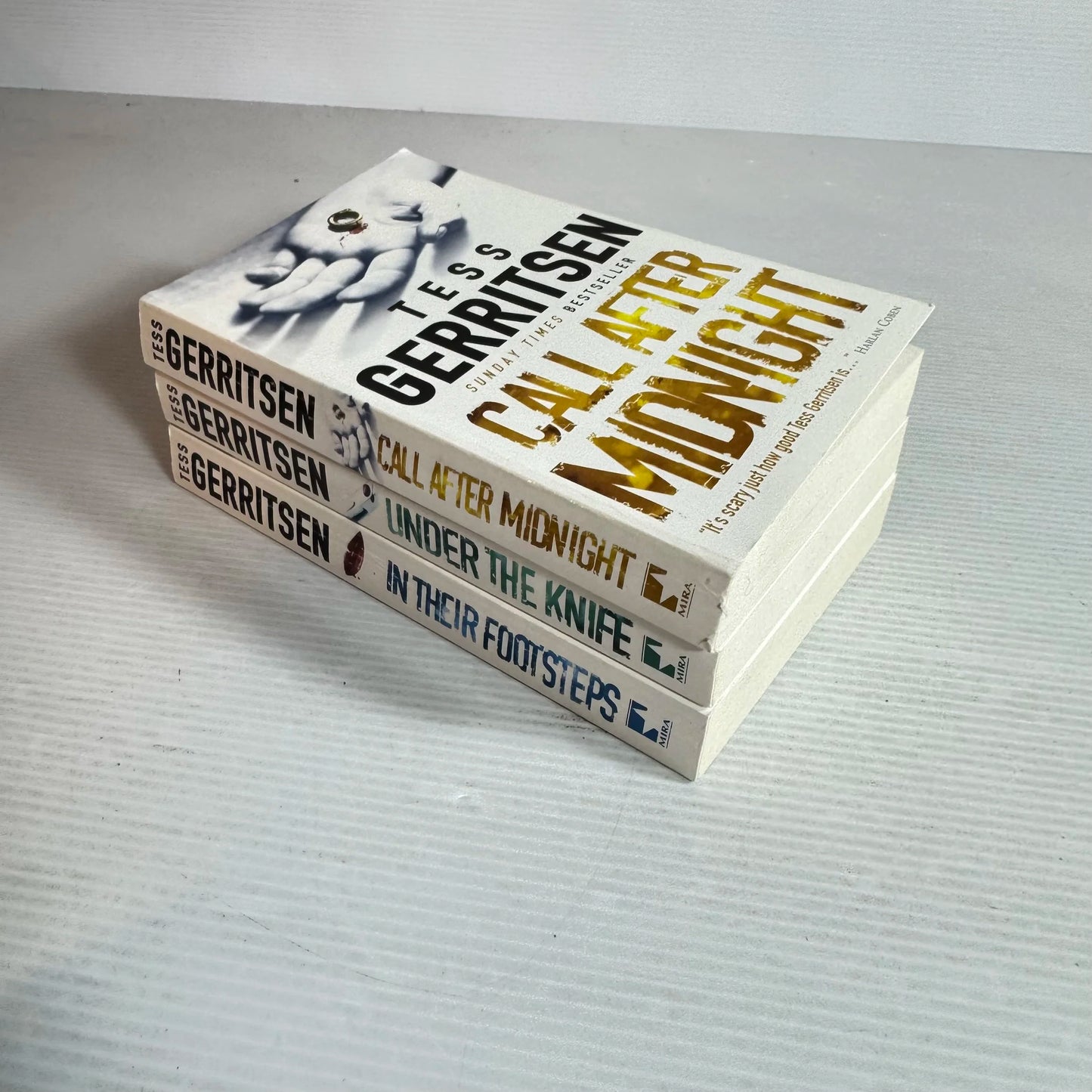 Tess Gerritsen Book Bundle x 3 Titles - Call After Midnight / Under the Knife / In Their Footsteps