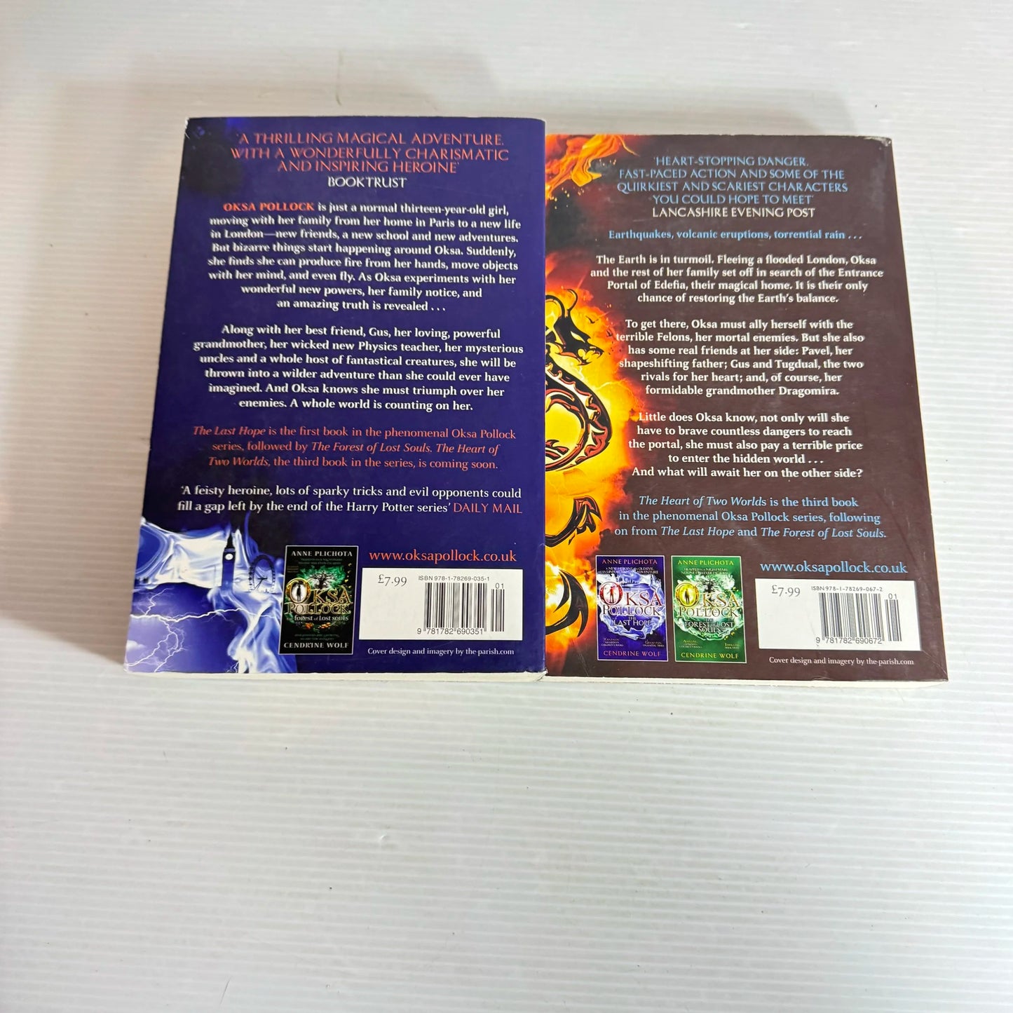 Oksa Pollock Book Bundle x 2 The Last Hope & The Heart of Two Worlds - Anne Plichota & Cendrine Wolf