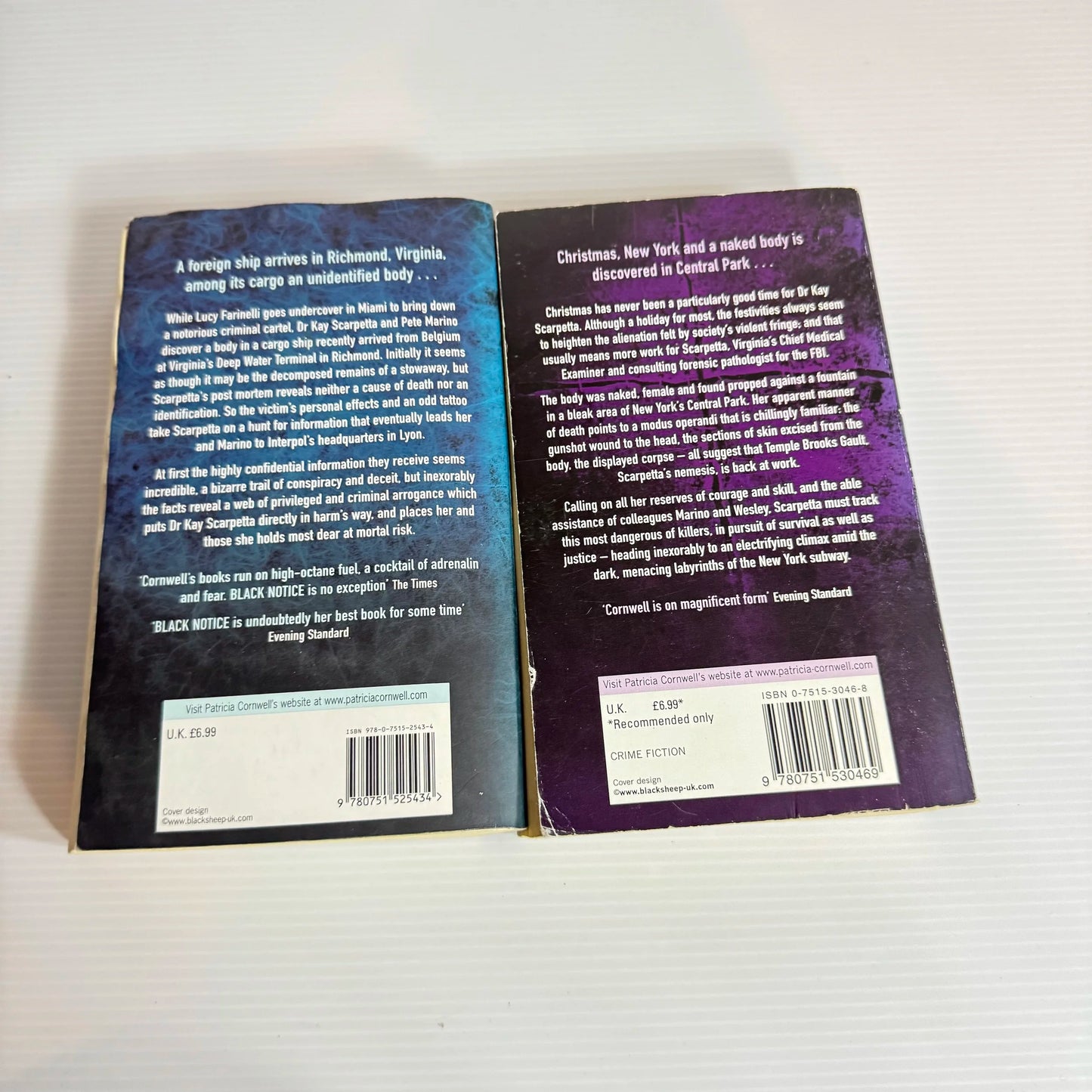 Patricia Cornwell Book Bundle x 2 Books : From Potter's Field & Black Notice (2135)