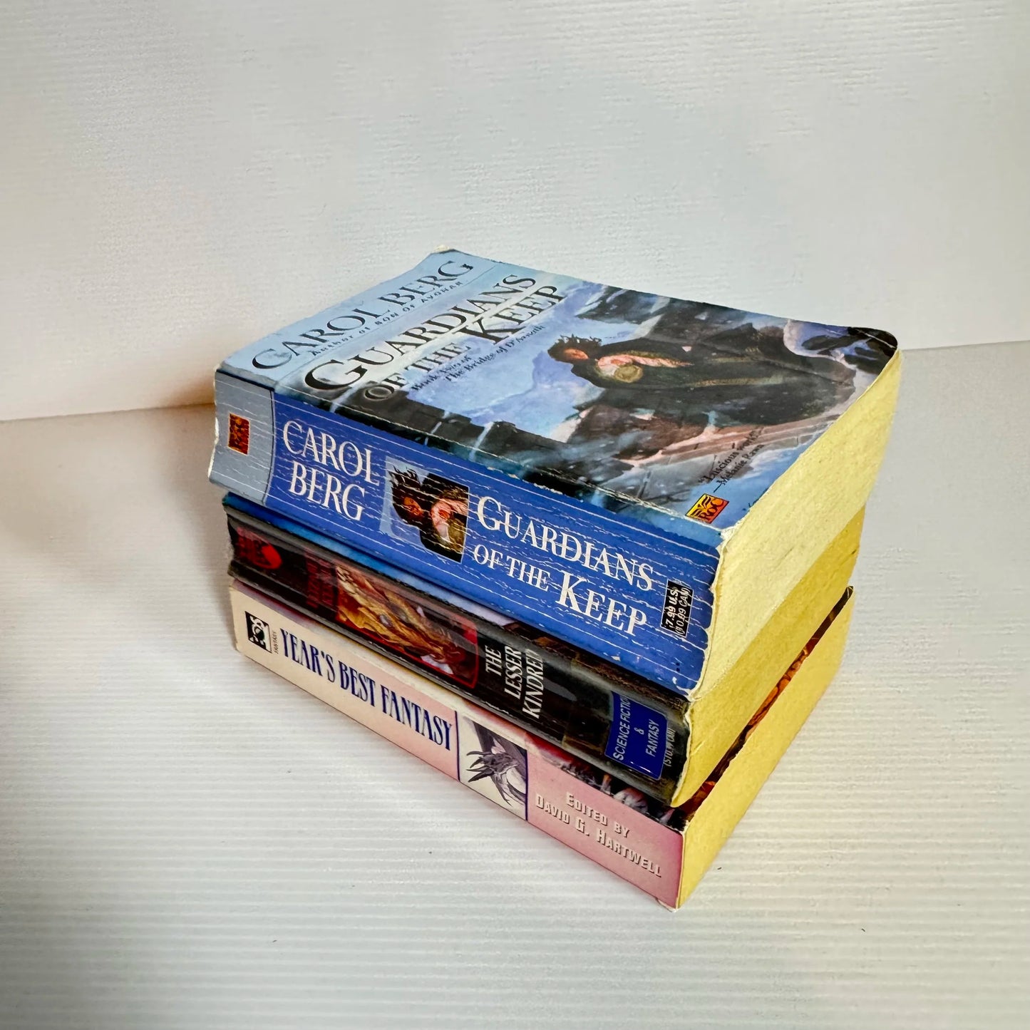 Fantasy Book Bundle x 3 :  Year's Best Fantasy - Edited by David G. Hartwell, Guardians of the Keep - Carol Berg, The Lesser Kindred - Elizabeth Kerner (2023)