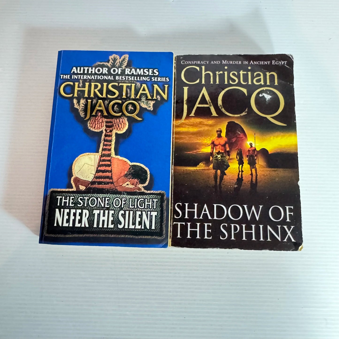 Christian Jacq Book Bundle x 2 - The Stone of Light : Nefer The Silent & Shadow of the Sphinx