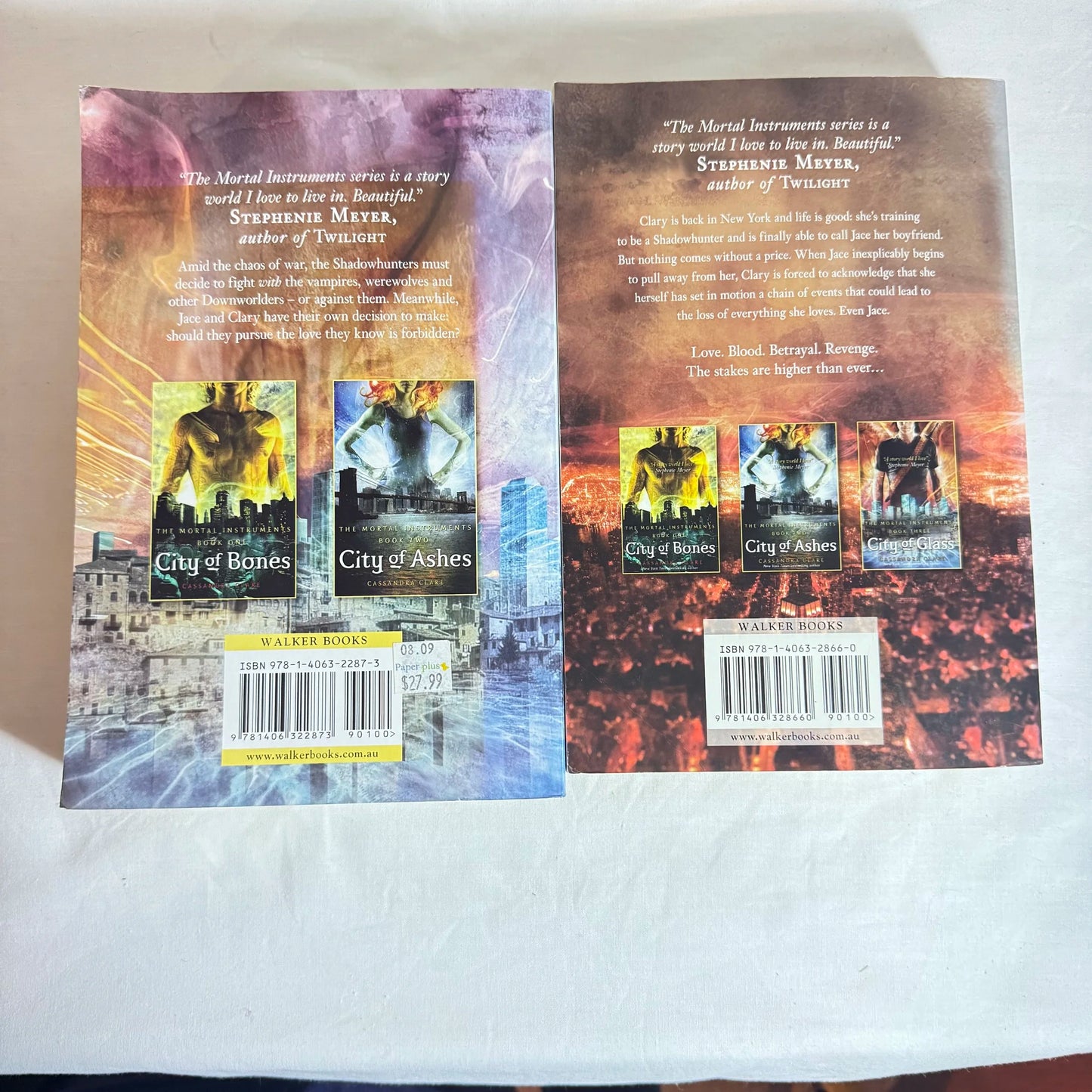 Cassandra Clare Book Bundle x 2 - Book 3 City of Glass & Book 4 City of Fallen Angles of The Mortal Instruments Series