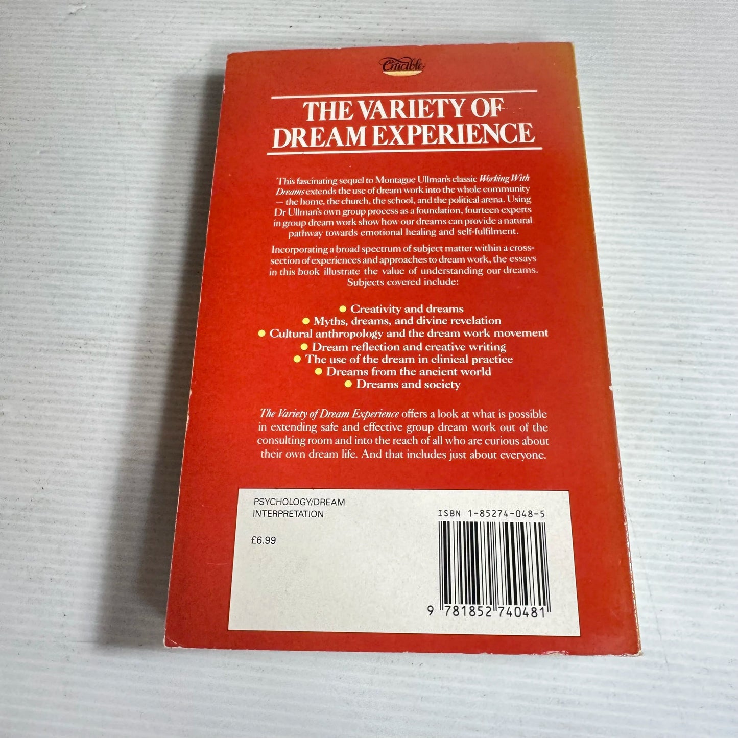 The Variety of Dream Experience : Expanding Our Ways of Working with Dreams - Montague Ullman M.D. and Claire Limmer, M.S.