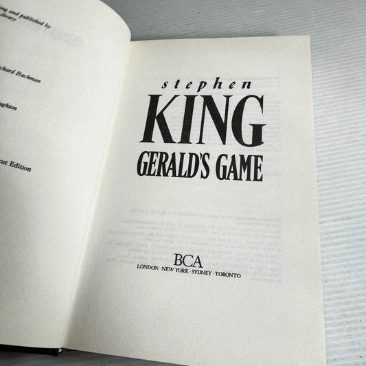 Gerald's Game - Stephen King (First Edition 1992)