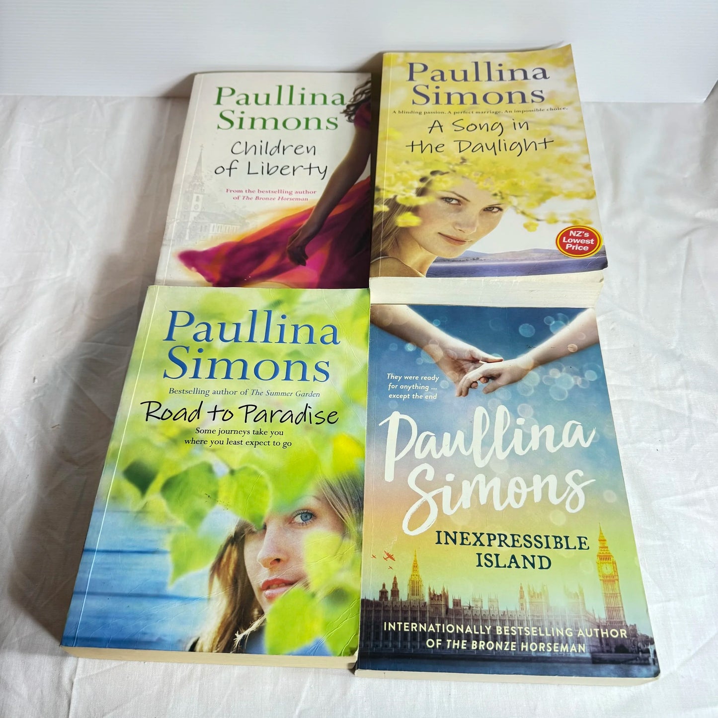 Paullina Simons Book Bundle x 4 Inexpressible Island, Children of Liberty, Road to Paradise & A Song in the Daylight