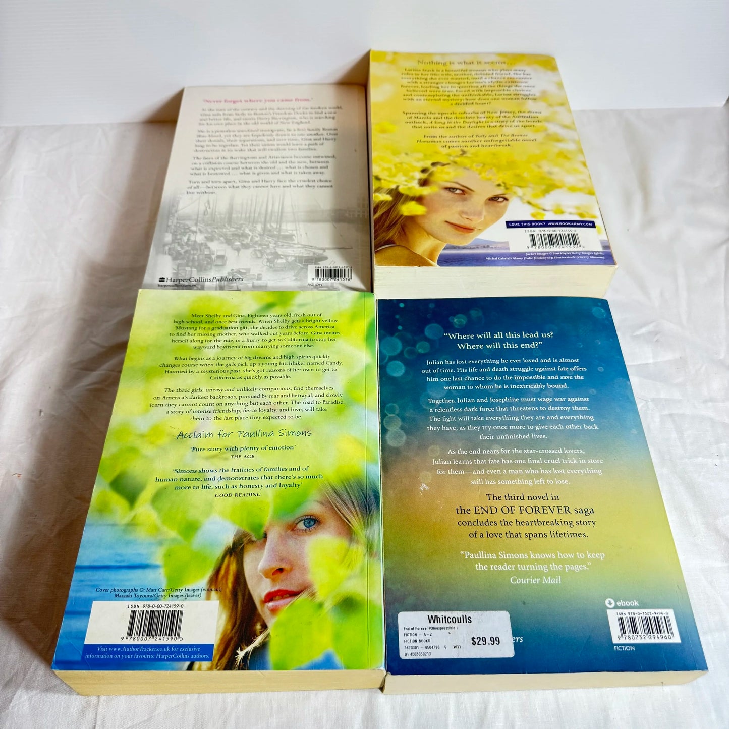 Paullina Simons Book Bundle x 4 Inexpressible Island, Children of Liberty, Road to Paradise & A Song in the Daylight