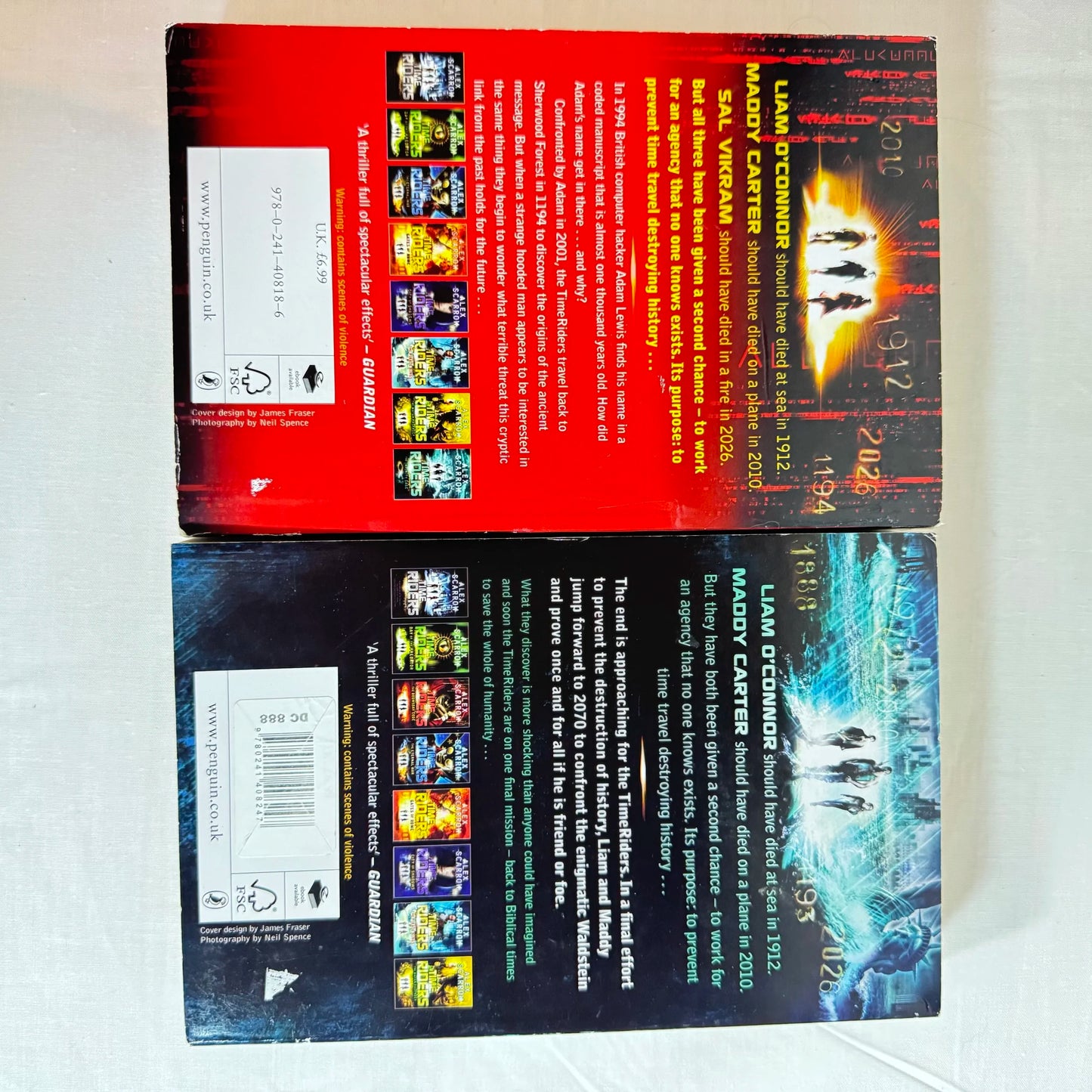 Time Riders : The Infinity Cage & The Doomsday Code - Alex Scarrow 2 x Book Bundle