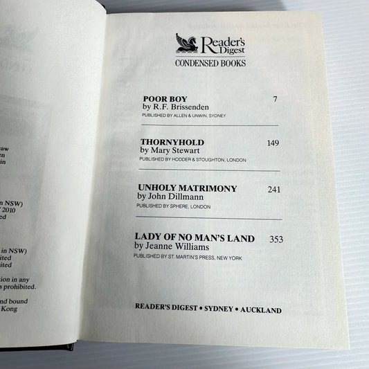Reader's Digest Condensed Books : Poor Boy, Thornyhold, Unholy Matrimony & Lady of No Man's Land
