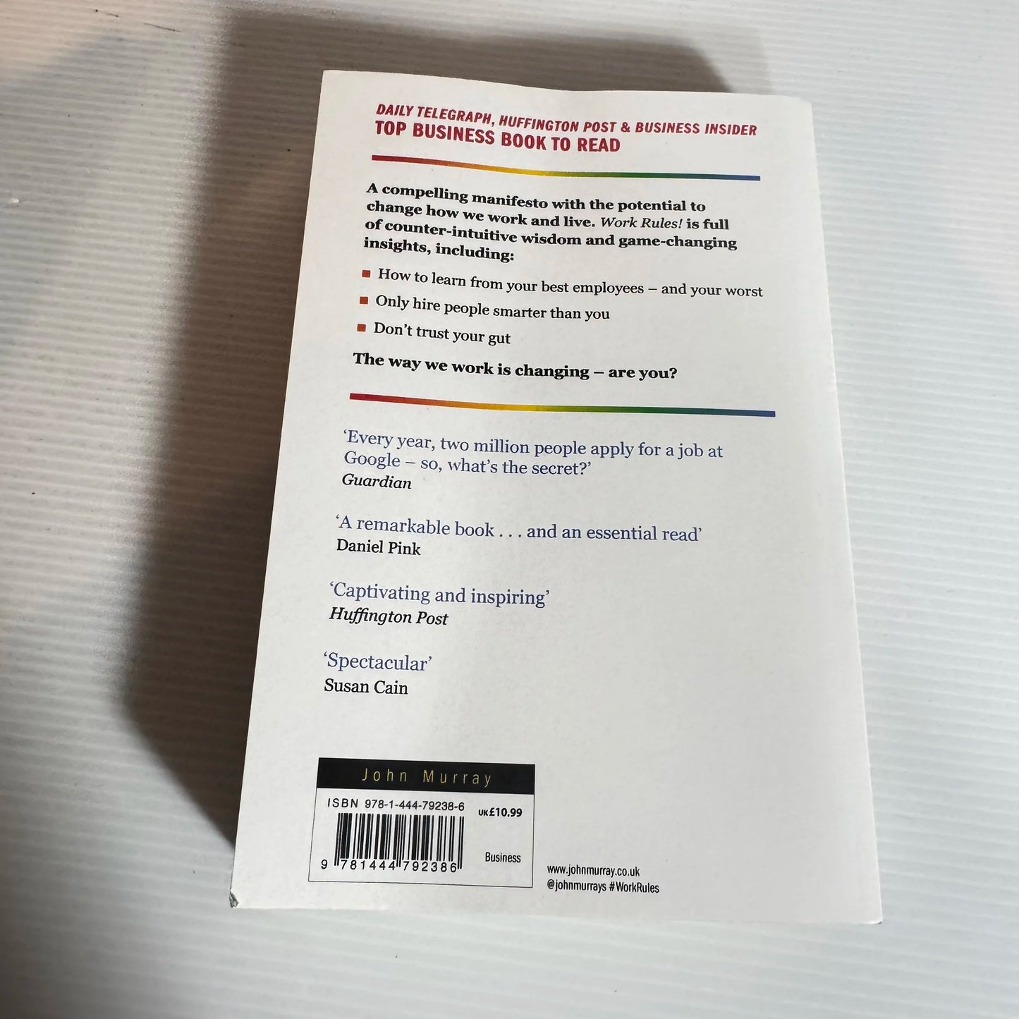 Work Rules! : Insights from Inside Google That Will Transform How You Live and Lead - Laszlo Bock