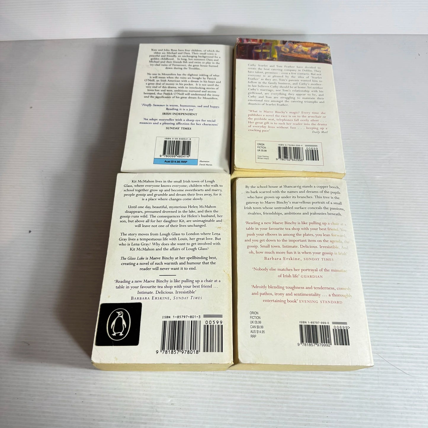 Maeve Binchy Book Bundle x4 (637) Firefly, Scarlet Feather, The Copper Beech, The Glass Lake