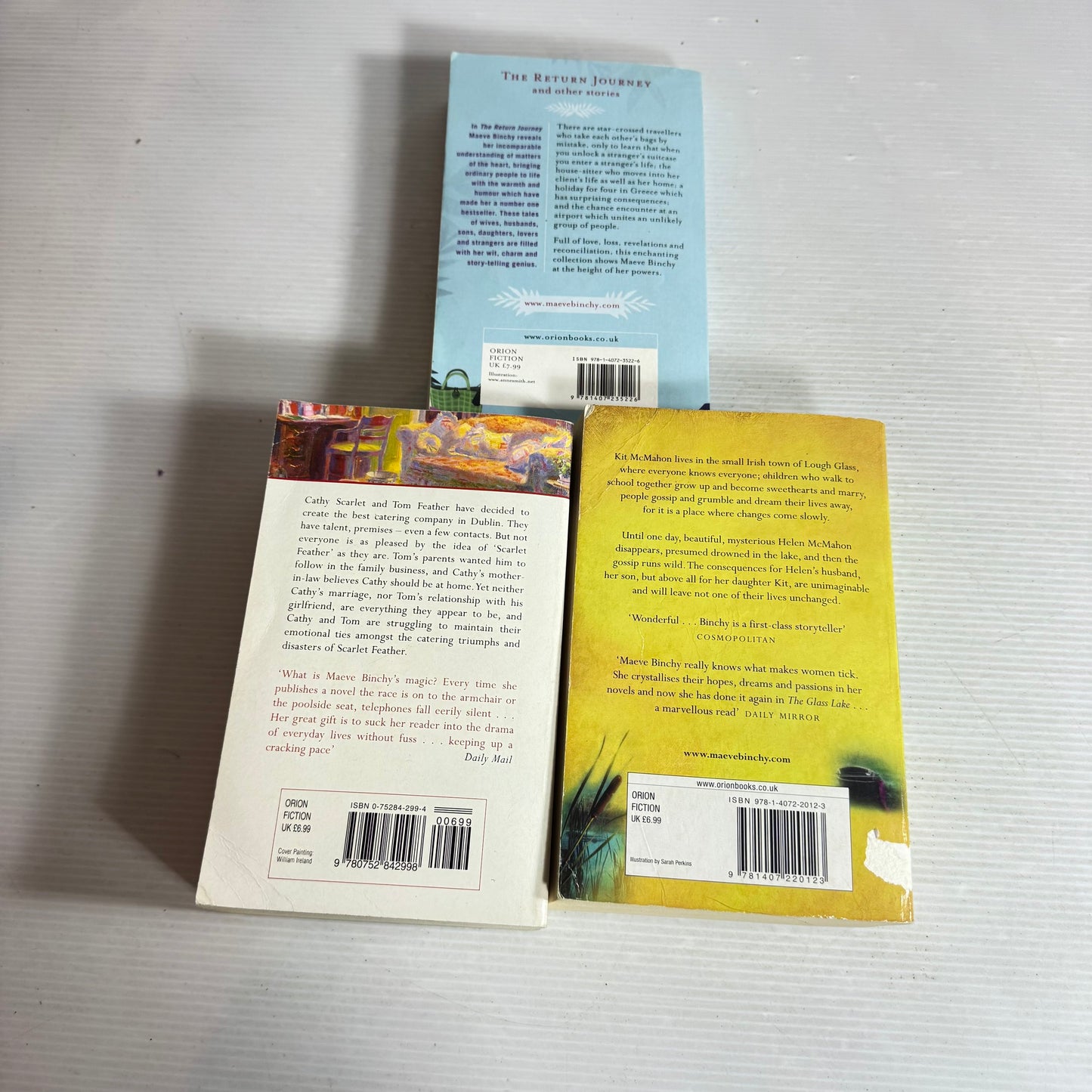 Maeve Binchy Book Bundle x3 (640) The Return Journey, The Glass Lake, & Scarlet Feather