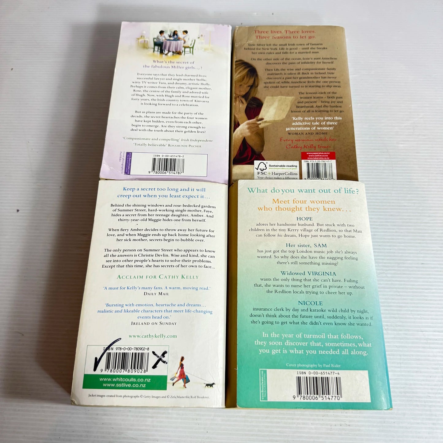 Cathy Kelly Book Bundle x 4 (645) Just Between Us, Lessons in Heartbreak, Past Secrets, What She Wants