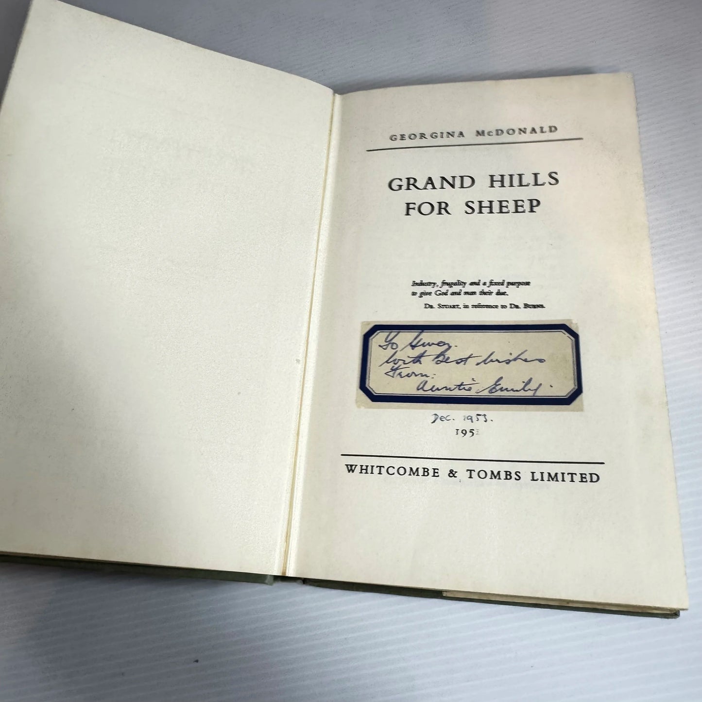 Grand Hills For Sheep (4th Ed.) - Georgina McDonald (The Otago Centennial Prize Novel Vintage 1951)